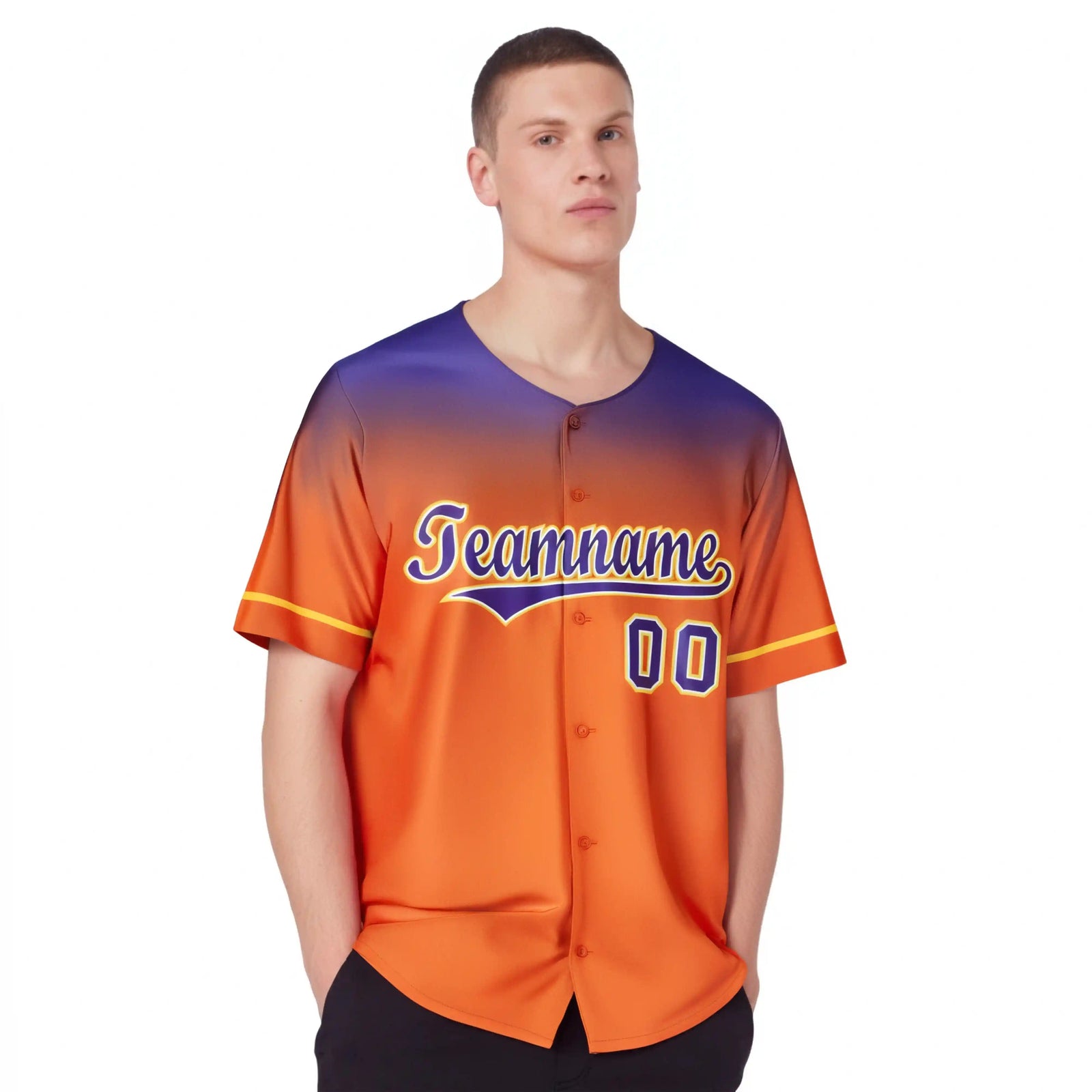 Custom Orange Purple Gradient Fashion Design Authentic Baseball Jersey