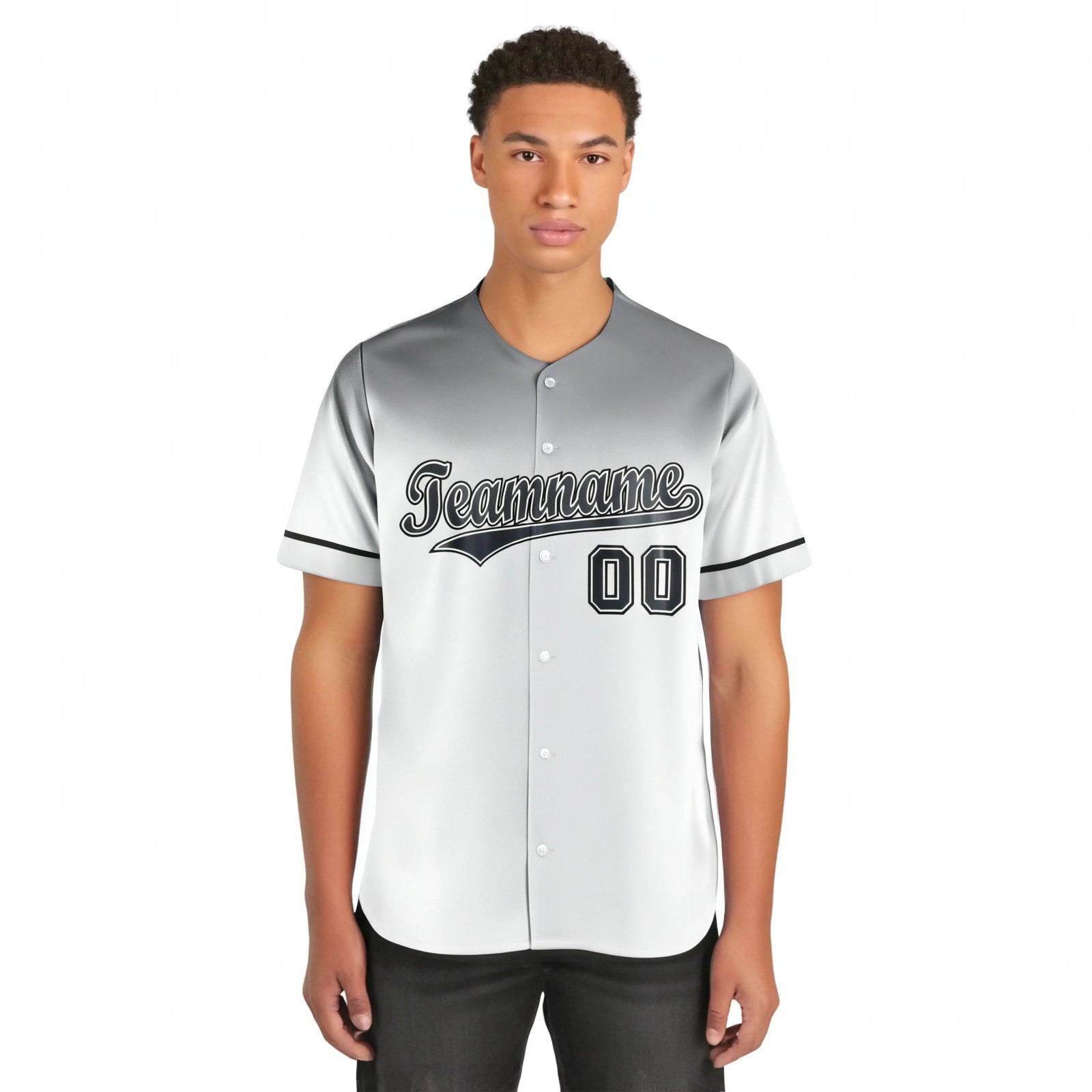 Custom White Gray Gradient Fashion Design Authentic Baseball Jersey