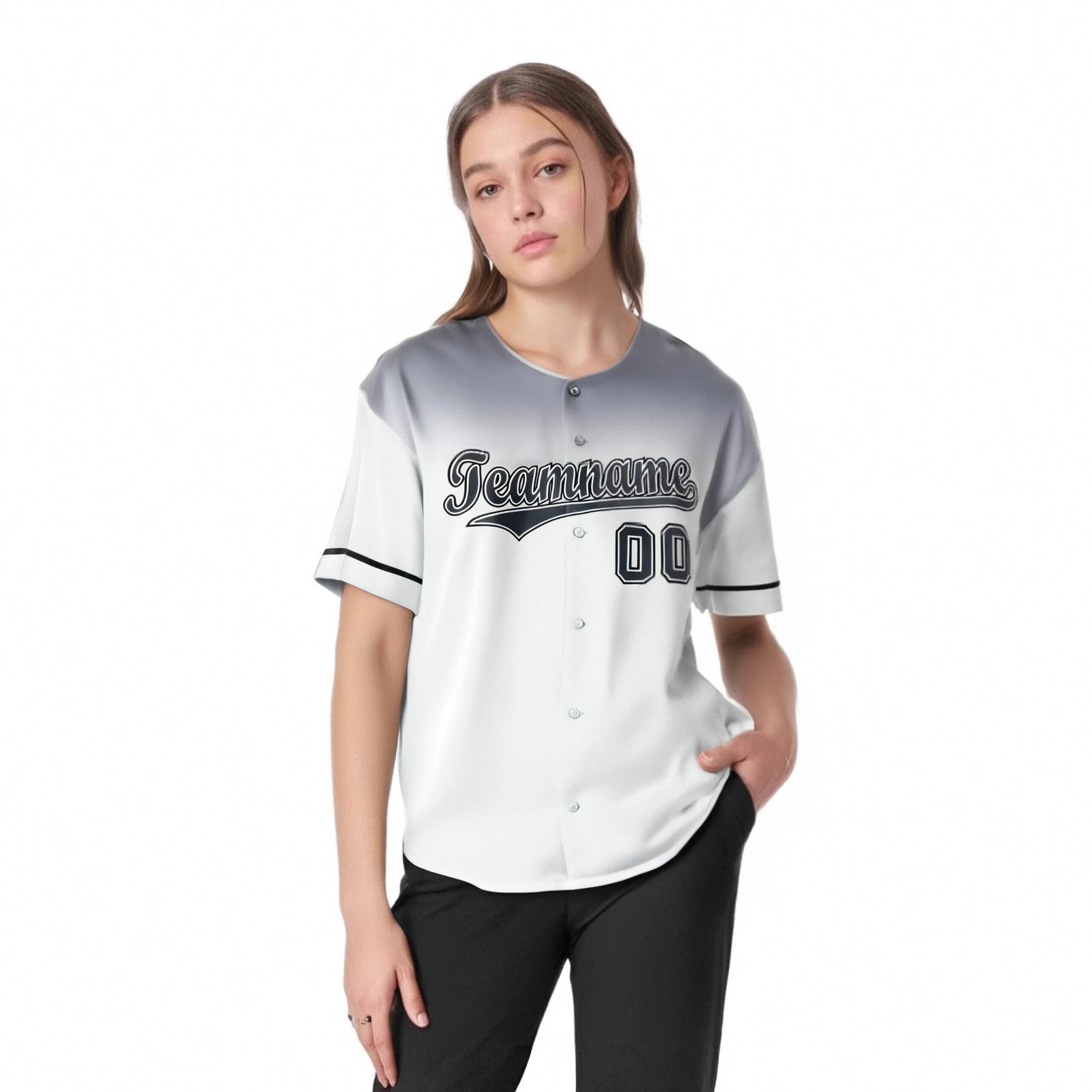 Custom White Gray Gradient Fashion Design Authentic Baseball Jersey