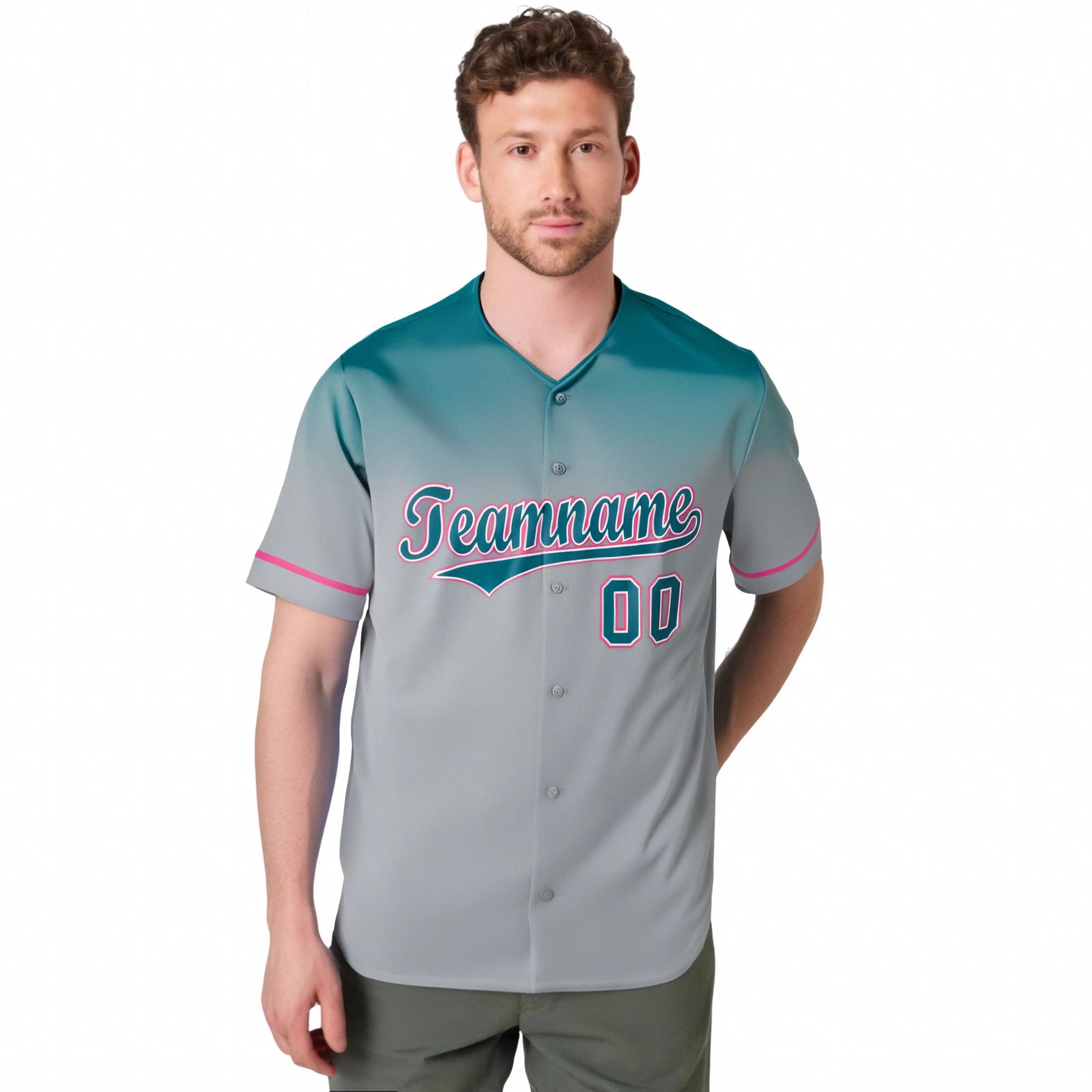 Custom Gray Aqua Gradient Fashion Design Authentic Baseball Jersey