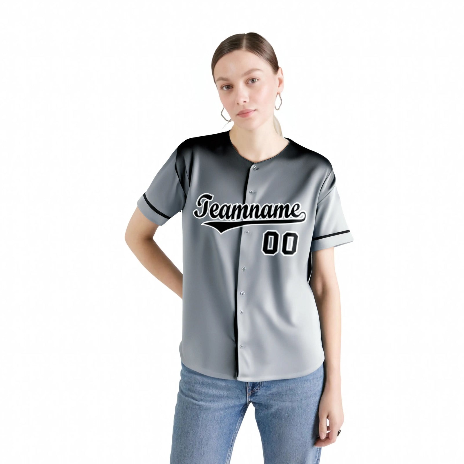 Custom Gray Black Gradient Fashion Design Authentic Baseball Jersey