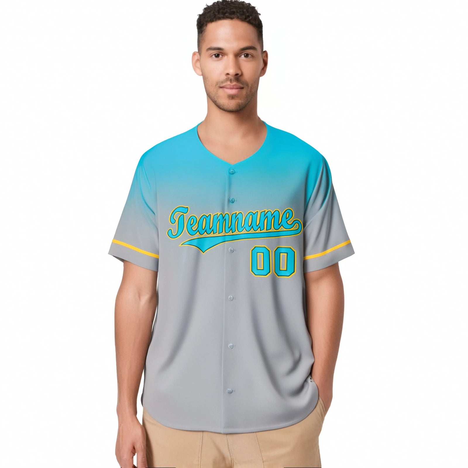 Custom Gray Aqua Gradient Fashion Design Authentic Baseball Jersey