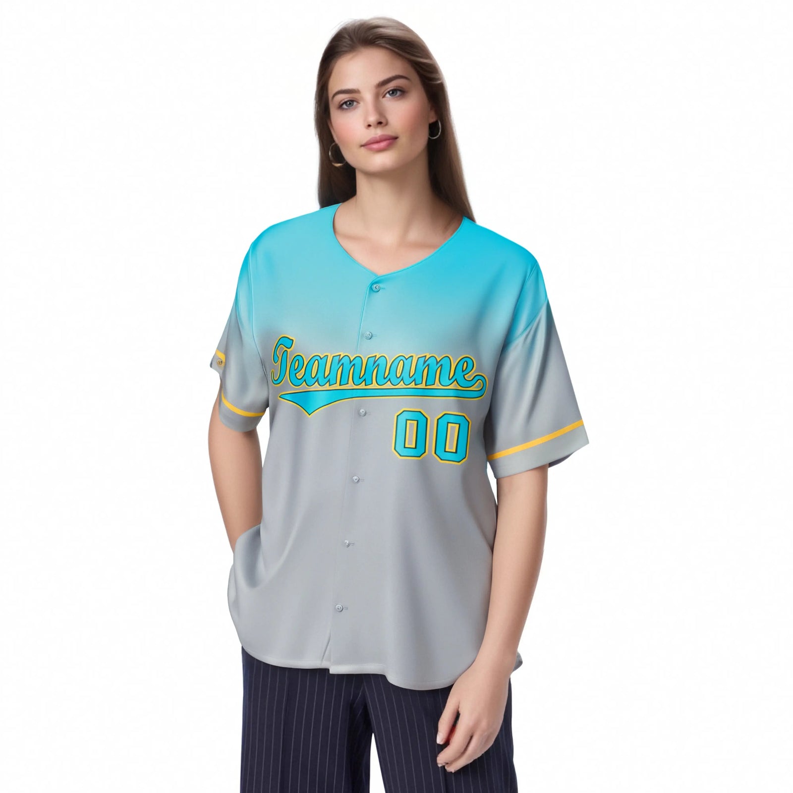 Custom Gray Aqua Gradient Fashion Design Authentic Baseball Jersey