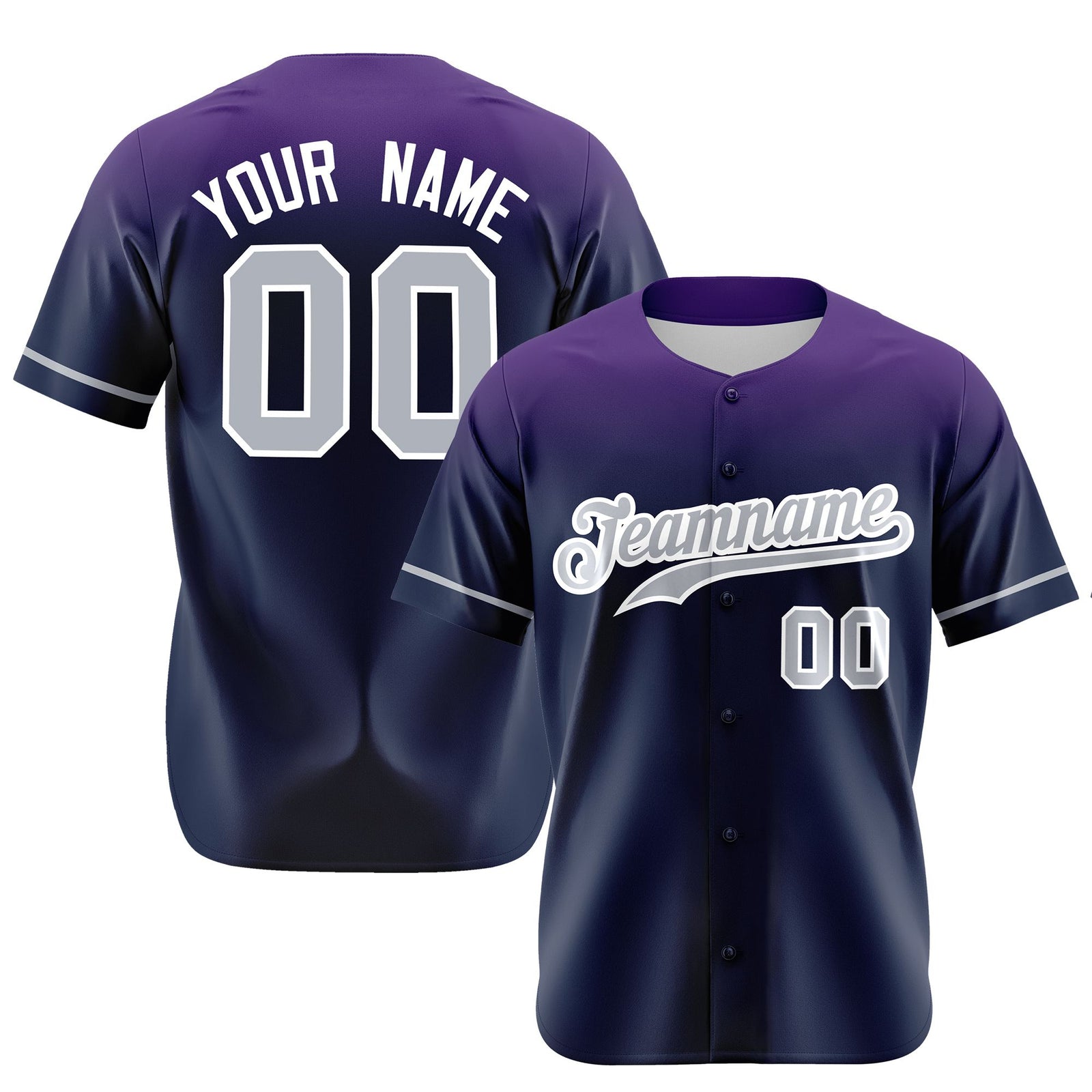 Custom Navy Purple Gradient Fashion Design Authentic Baseball Jersey