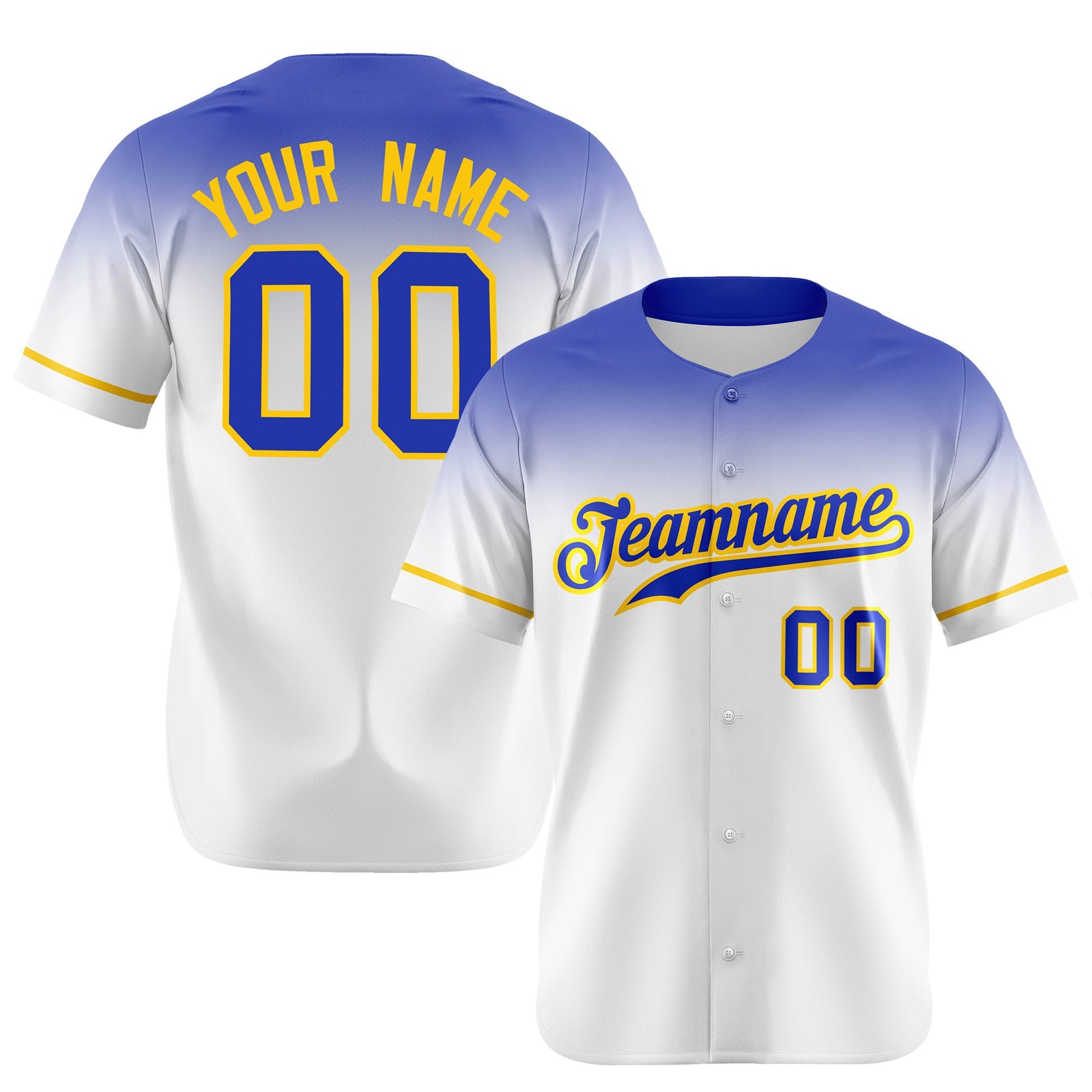 Custom White Royal Blue Gradient Fashion Design Authentic Baseball Jersey