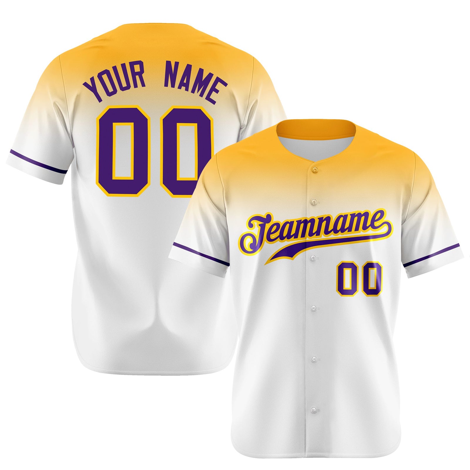 Custom White Yellow Gradient Fashion Design Authentic Baseball Jersey
