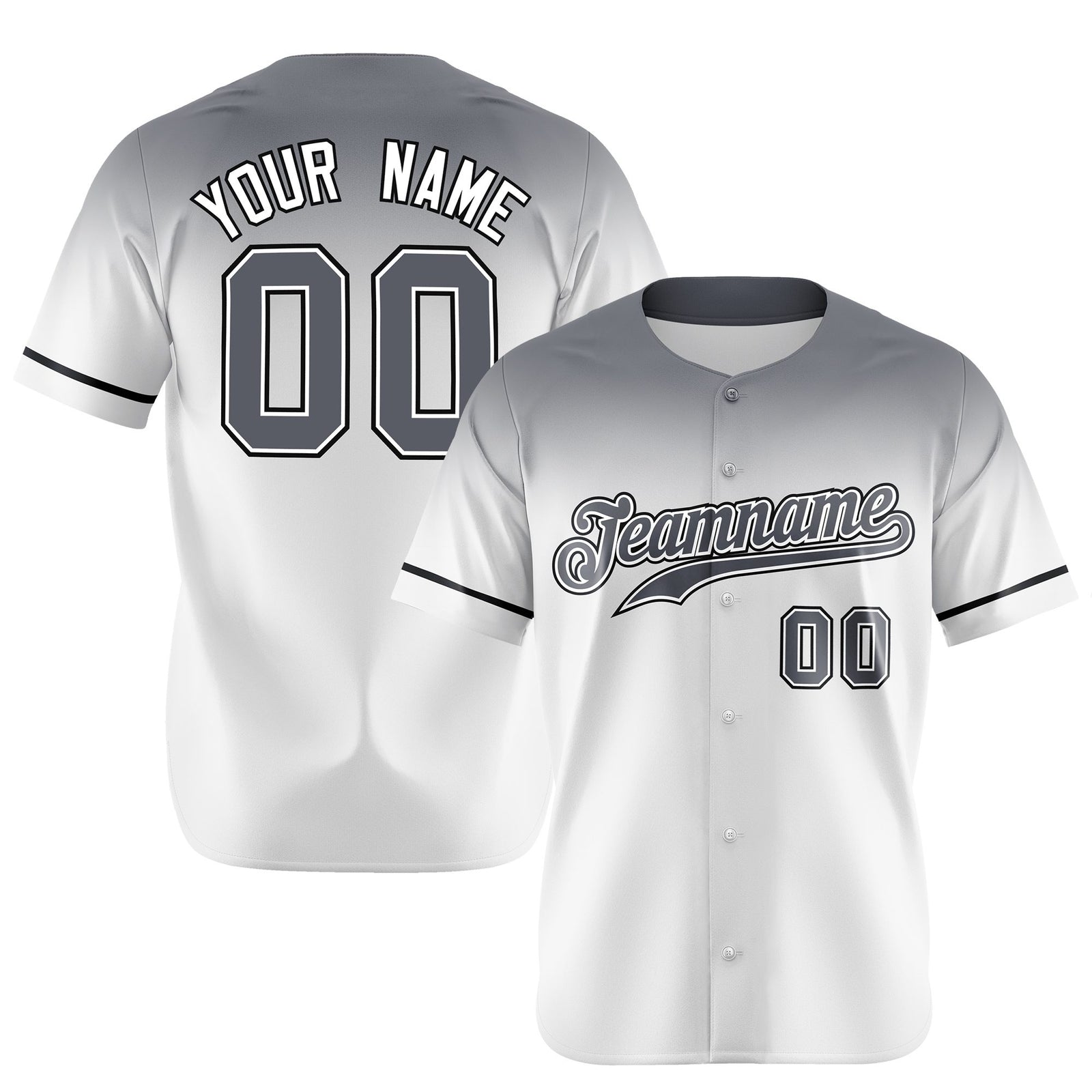 Custom White Gray Gradient Fashion Design Authentic Baseball Jersey