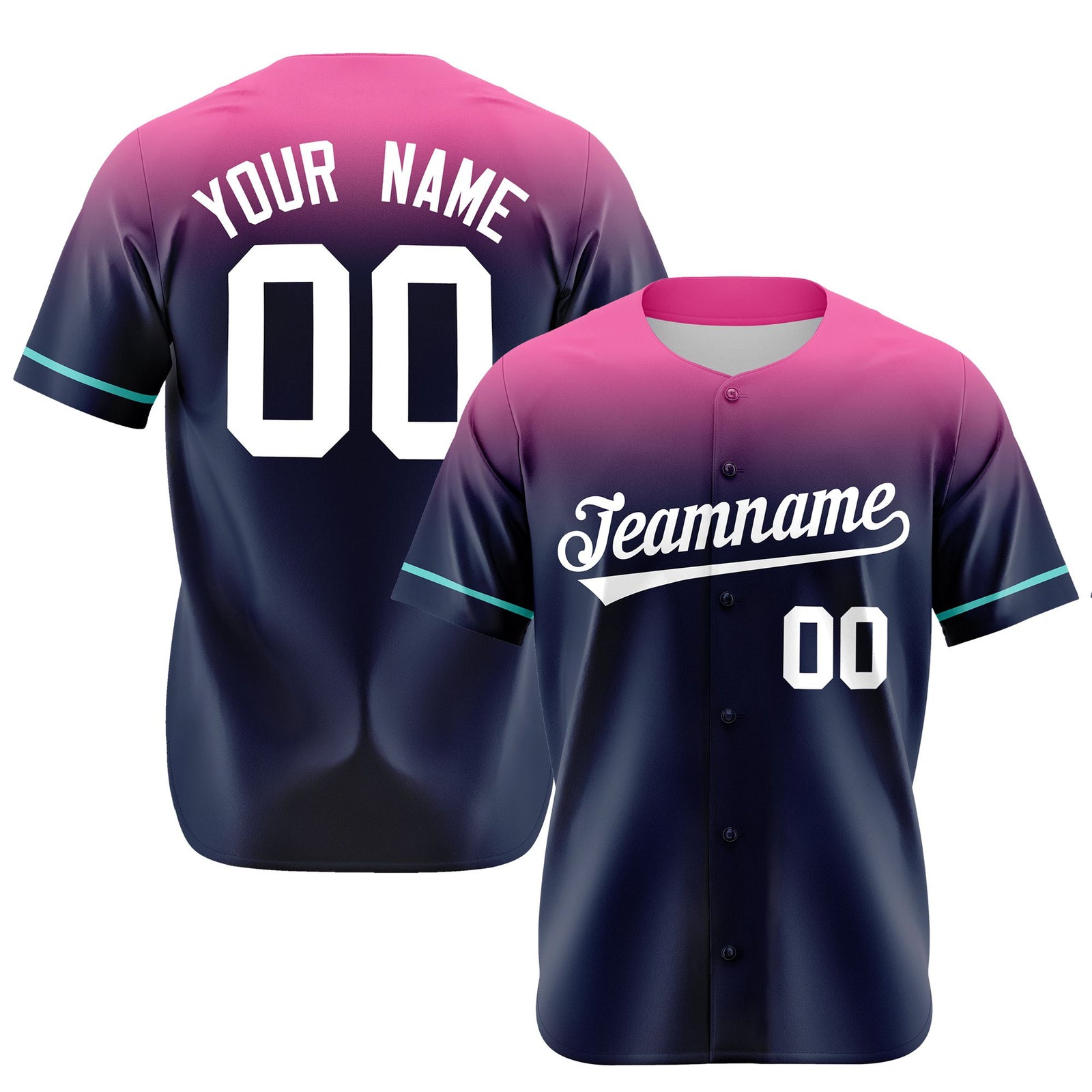 Custom Navy Pink Gradient Fashion Design Authentic Baseball Jersey