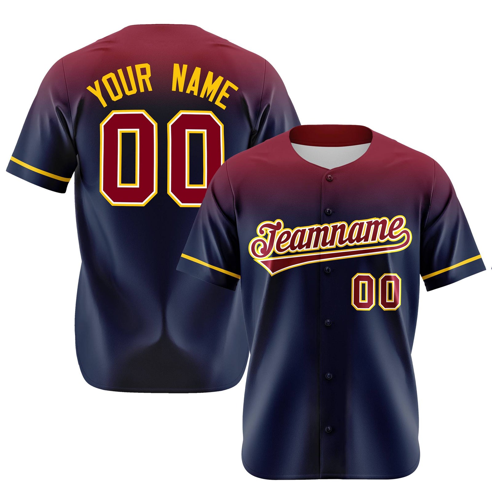 Custom Navy Crimson Gradient Fashion Design Authentic Baseball Jersey