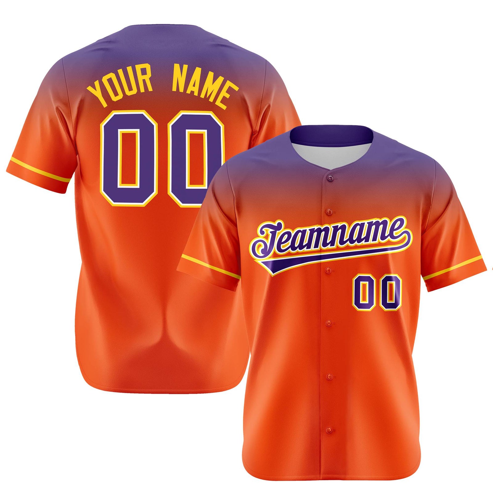 Custom Orange Purple Gradient Fashion Design Authentic Baseball Jersey
