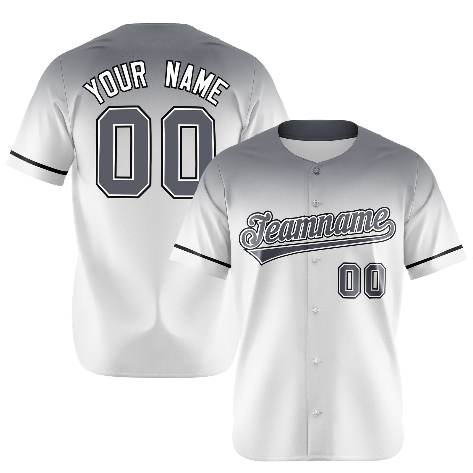Custom White Gray Gradient Fashion Design Authentic Baseball Jersey