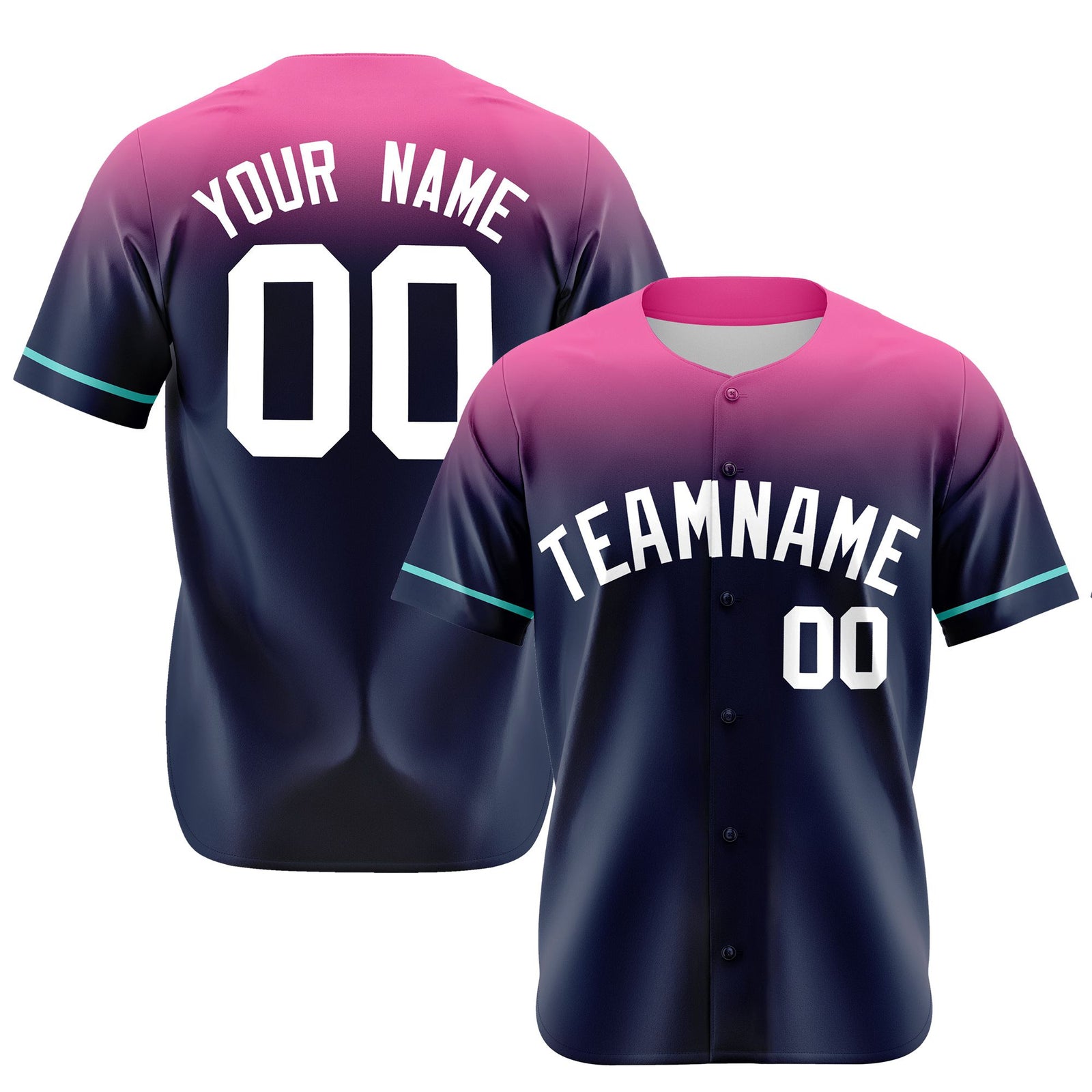 Custom Navy Pink Gradient Fashion Design Authentic Baseball Jersey