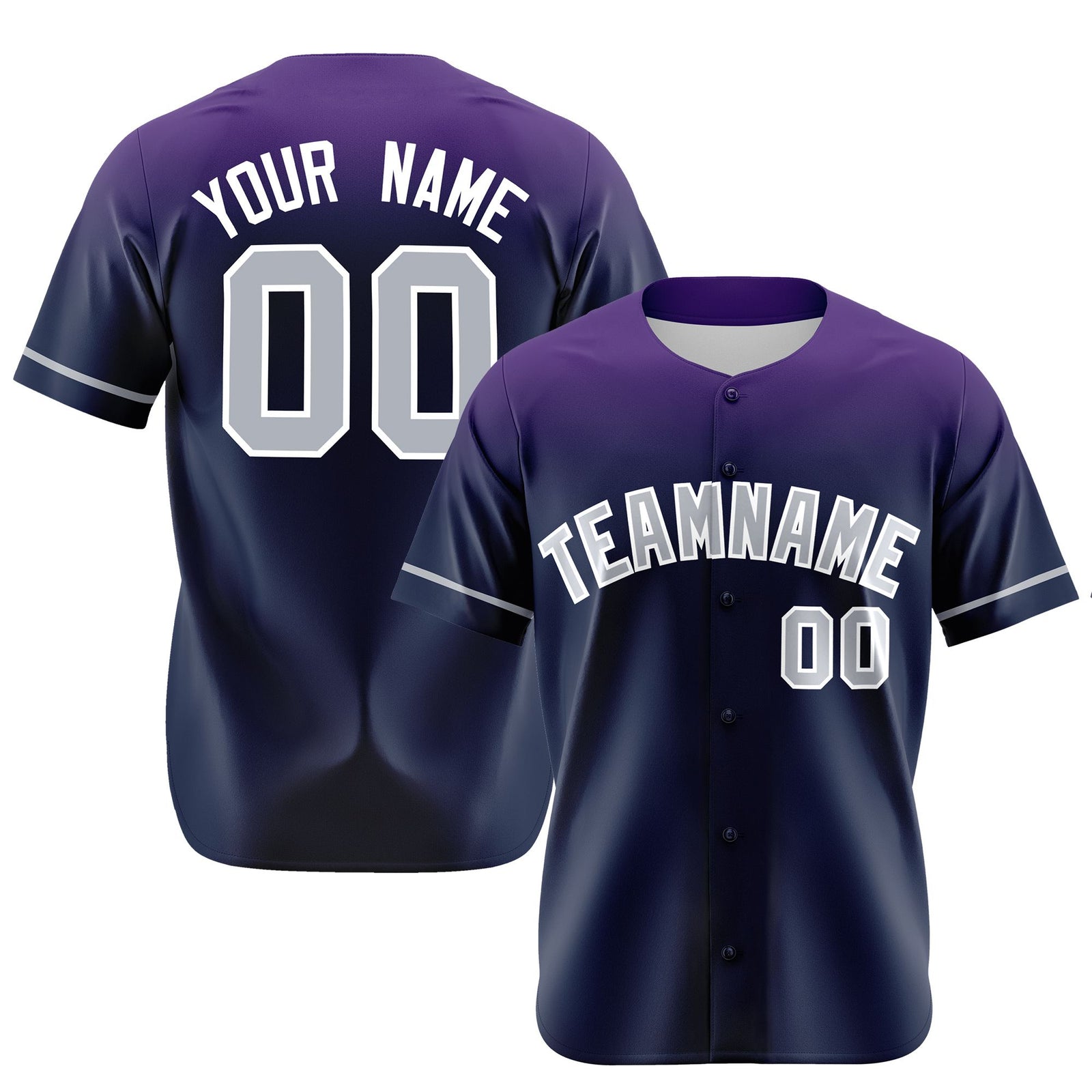 Custom Navy Purple Gradient Fashion Design Authentic Baseball Jersey