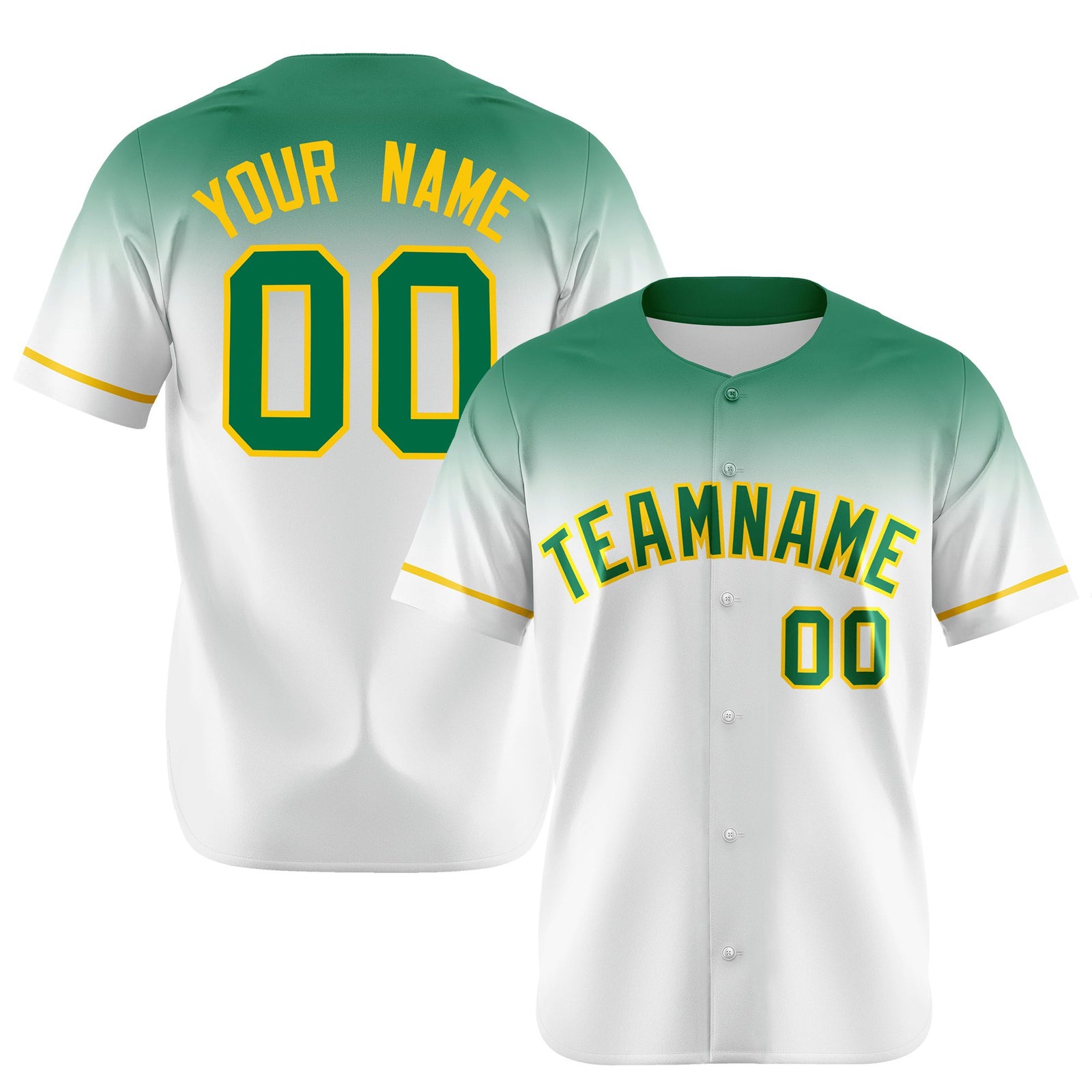 Custom White Bright Green Gradient Fashion Design Authentic Baseball Jersey