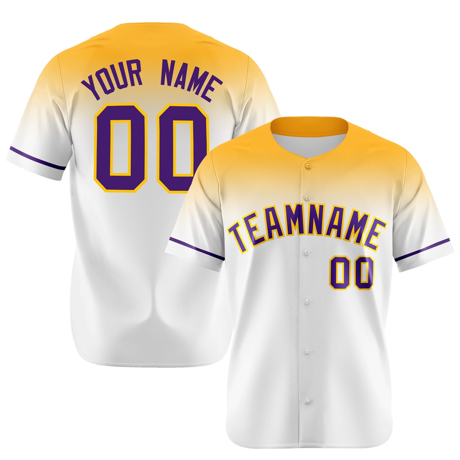 Custom White Yellow Gradient Fashion Design Authentic Baseball Jersey