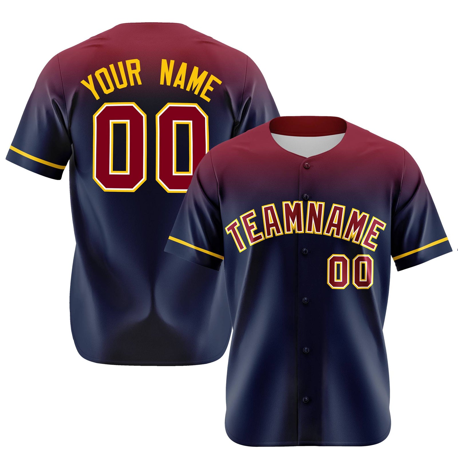 Custom Navy Crimson Gradient Fashion Design Authentic Baseball Jersey
