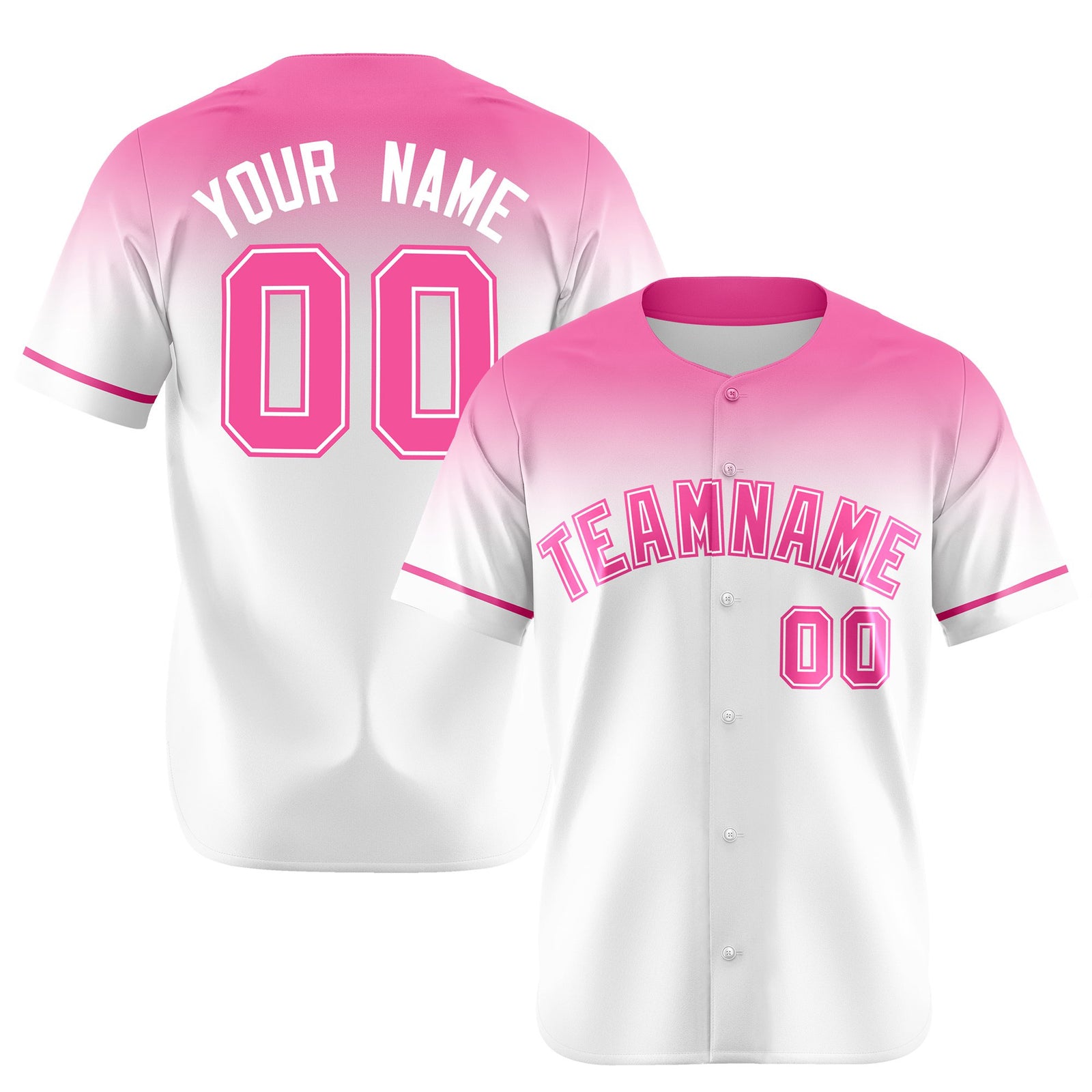 Custom White Light Pink Gradient Fashion Design Authentic Baseball Jersey