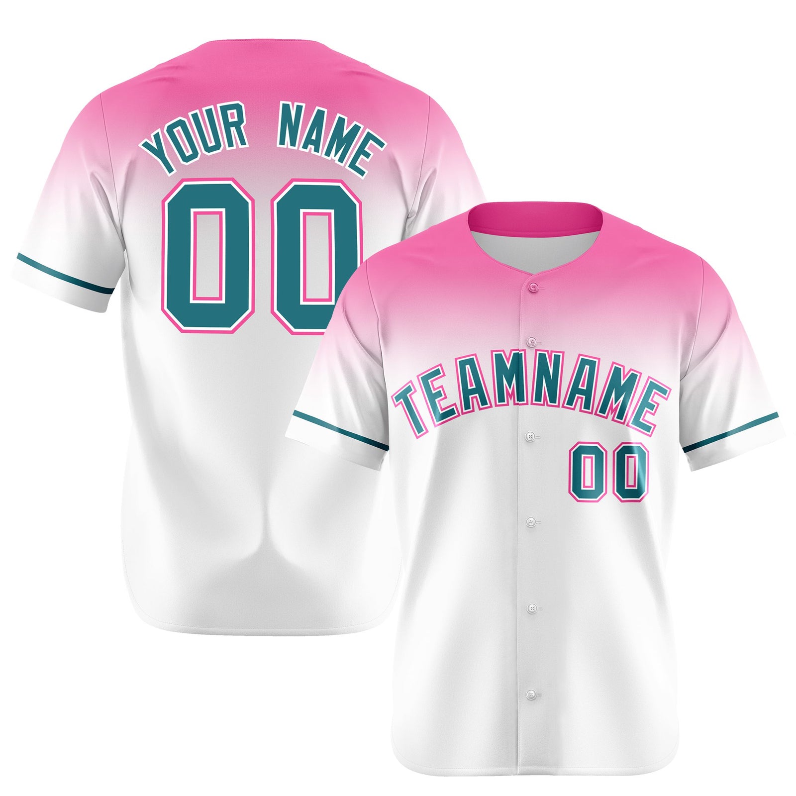 Custom White Light Pink Gradient Fashion Design Authentic Baseball Jersey