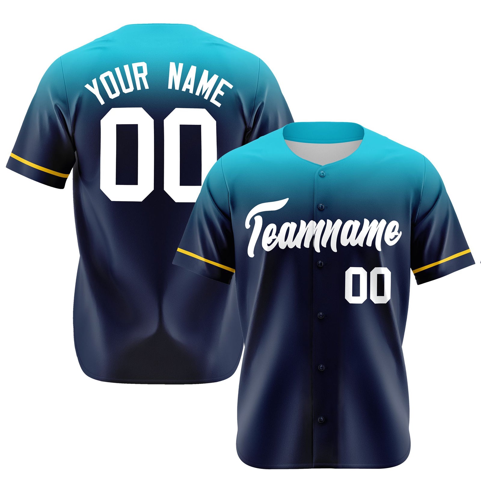 Custom Navy Aqua Gradient Fashion Design Authentic Baseball Jersey