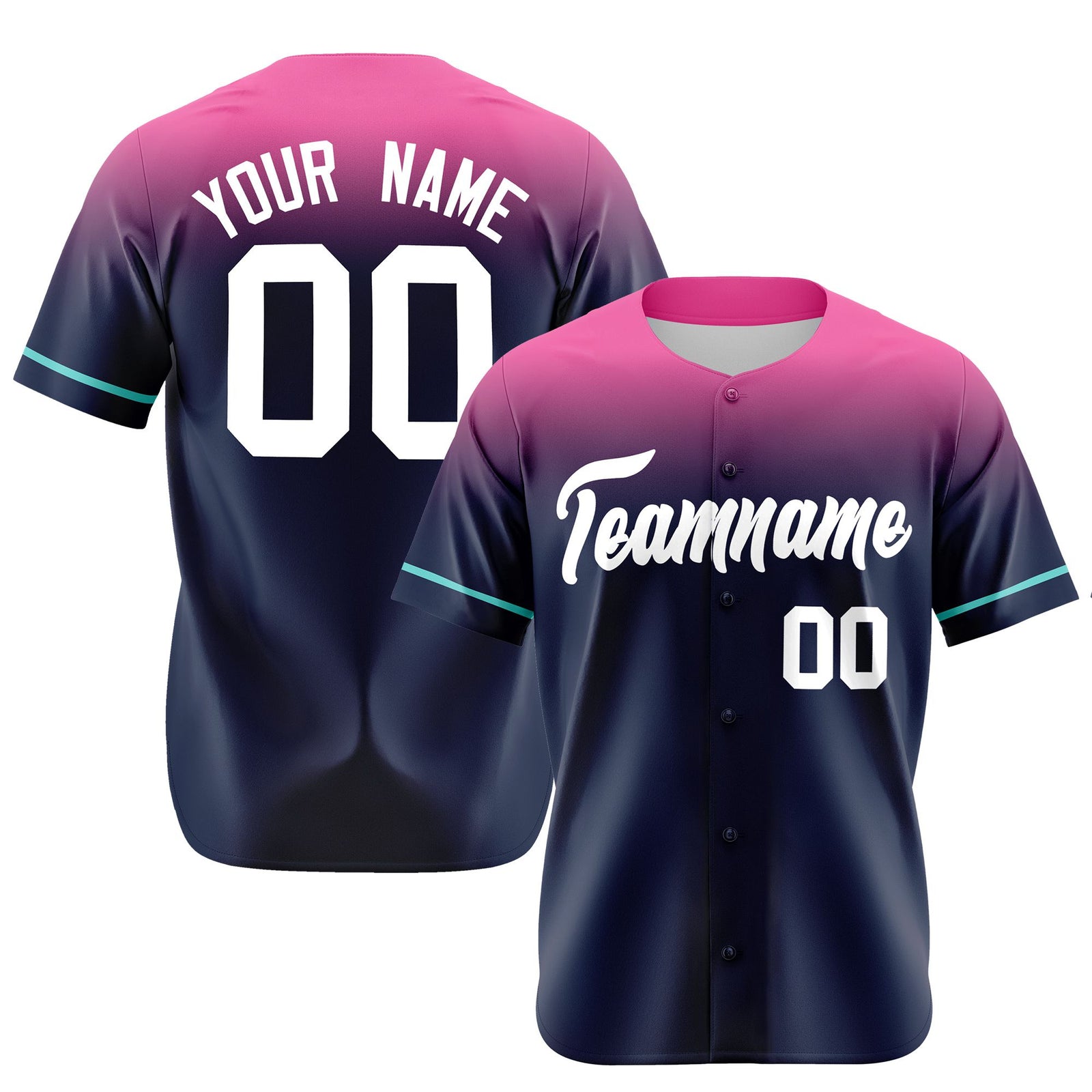 Custom Navy Pink Gradient Fashion Design Authentic Baseball Jersey