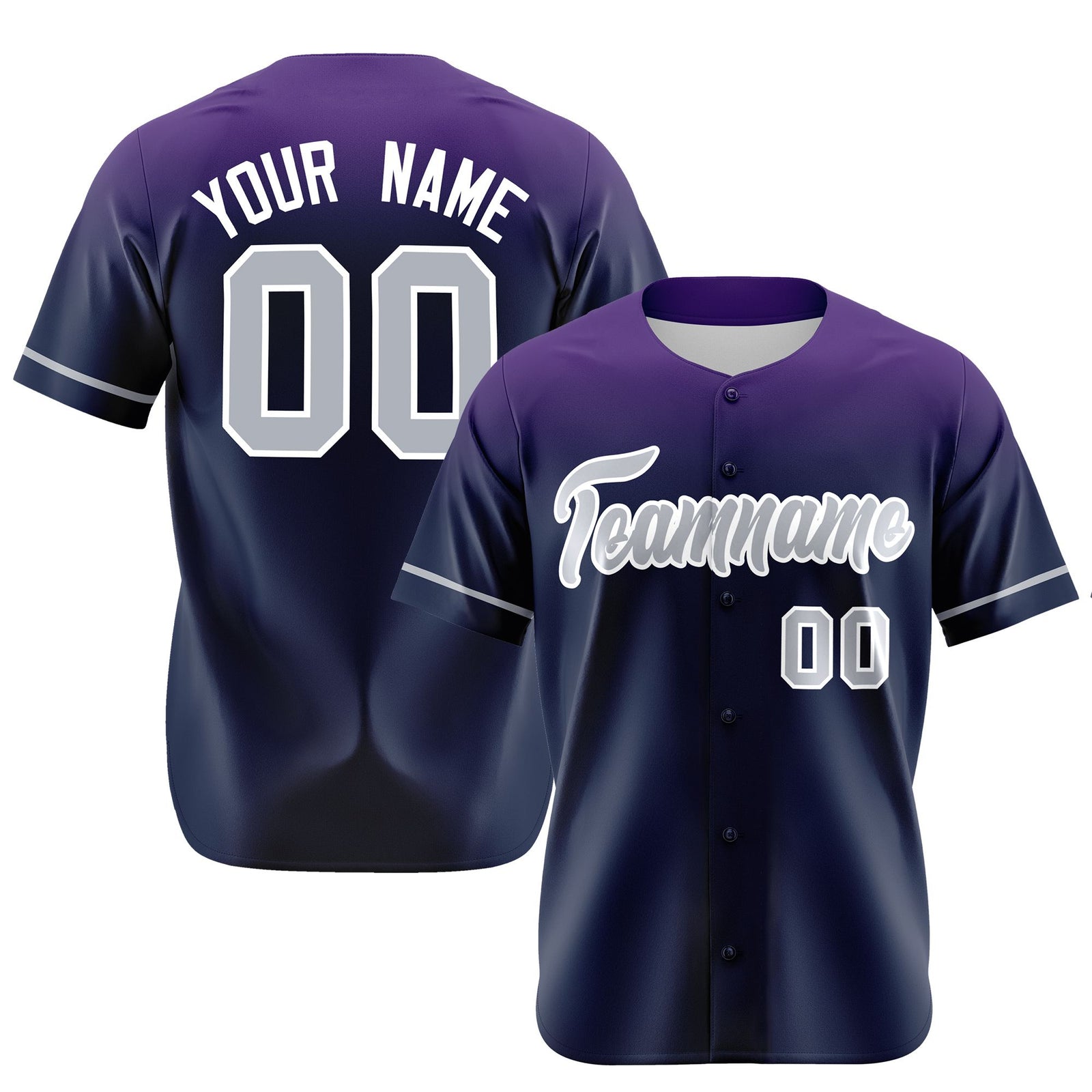 Custom Navy Purple Gradient Fashion Design Authentic Baseball Jersey