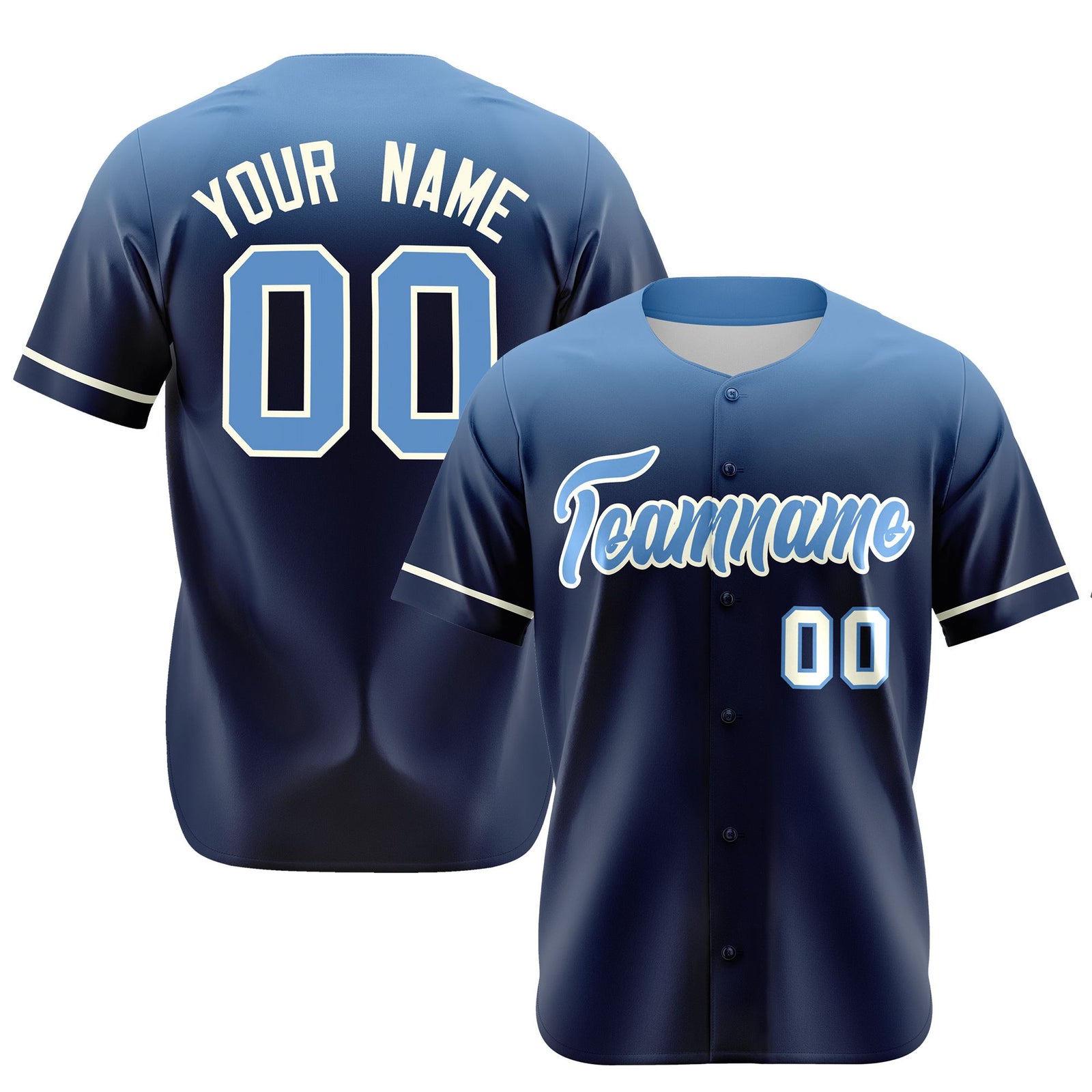 Custom Navy Powder Blue Gradient Fashion Design Authentic Baseball Jersey