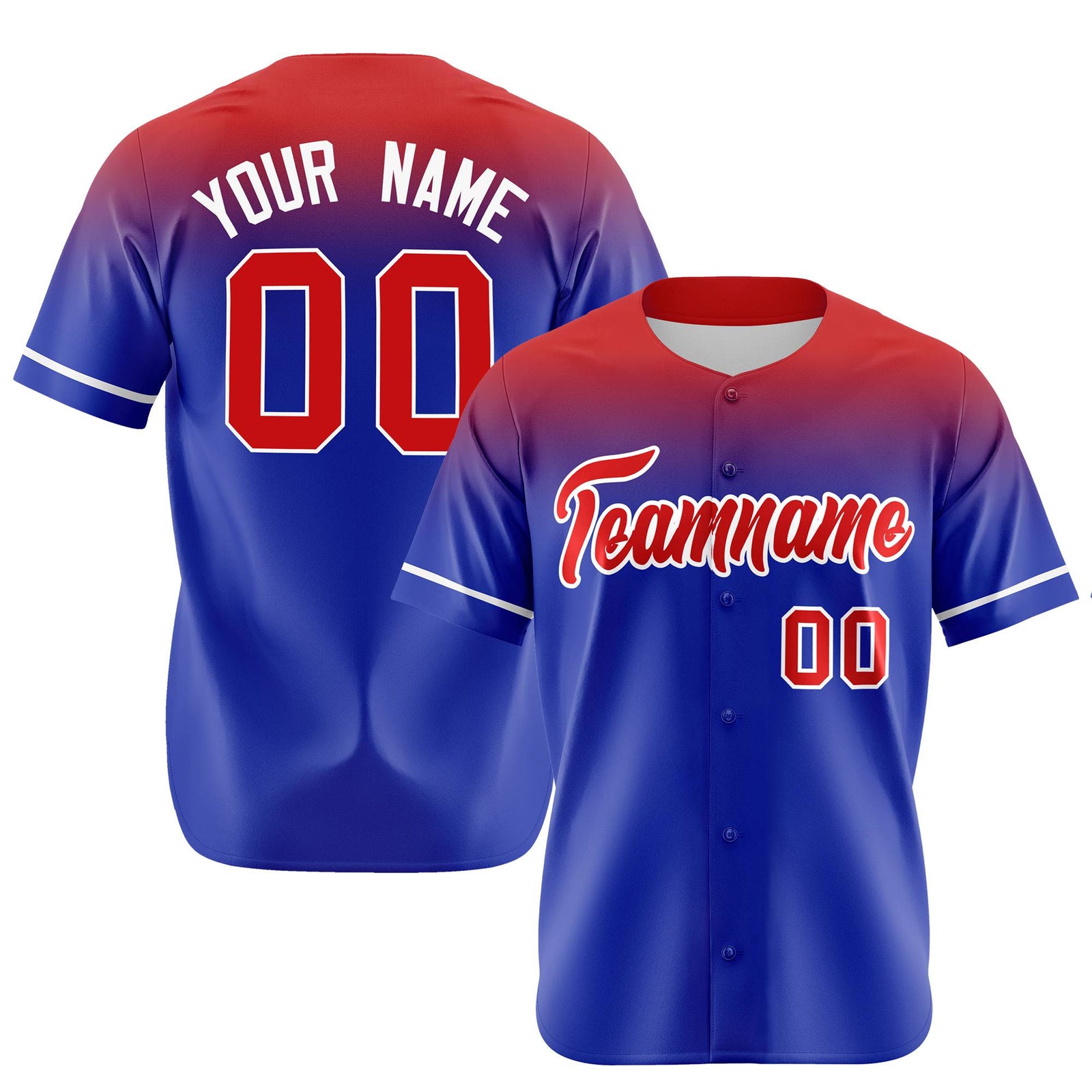 Custom Royal Blue Red Gradient Fashion Design Authentic Baseball Jersey