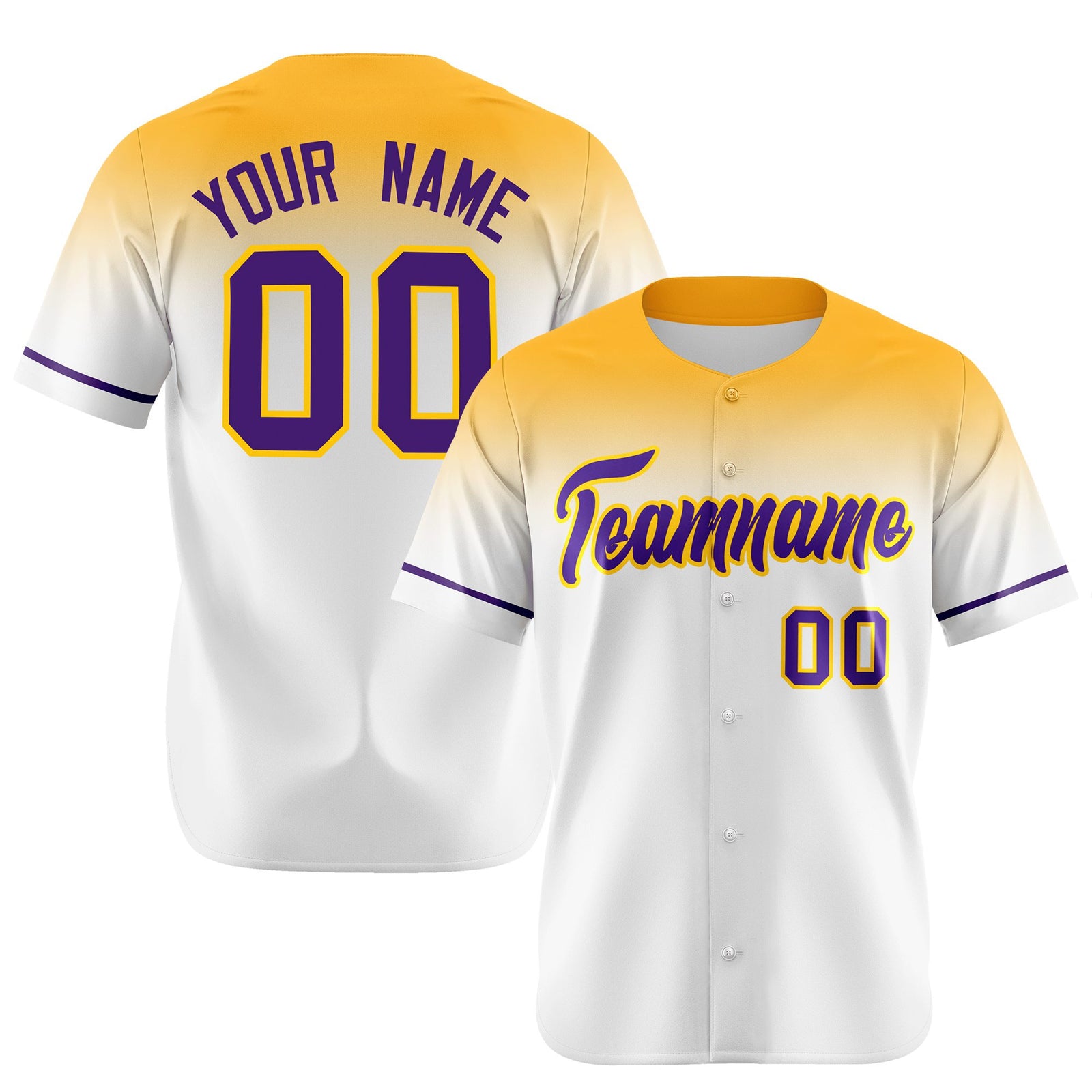 Custom White Yellow Gradient Fashion Design Authentic Baseball Jersey