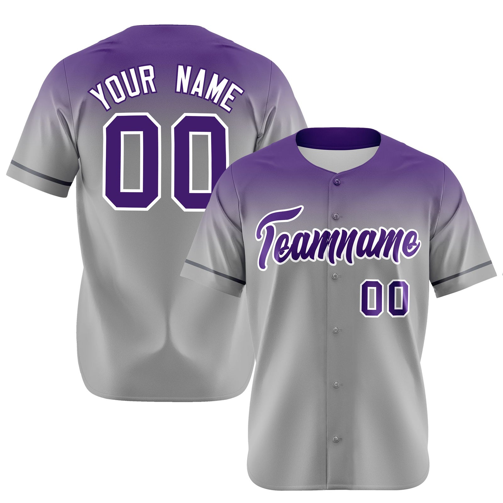 Custom Gray Purple Gradient Fashion Design Authentic Baseball Jersey