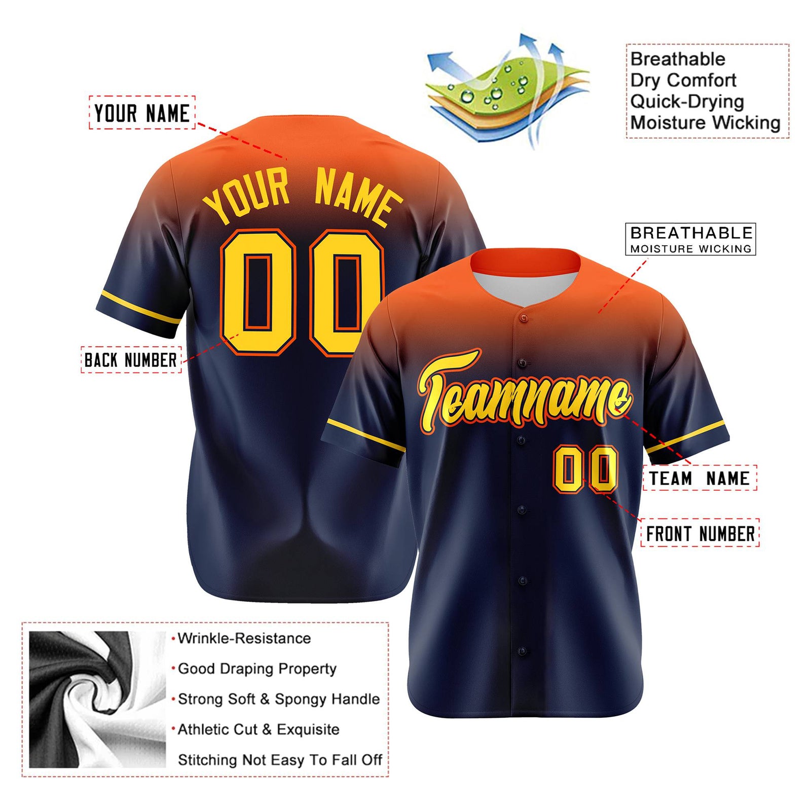 Custom Navy Munsell Gradient Fashion Design Authentic Baseball Jersey