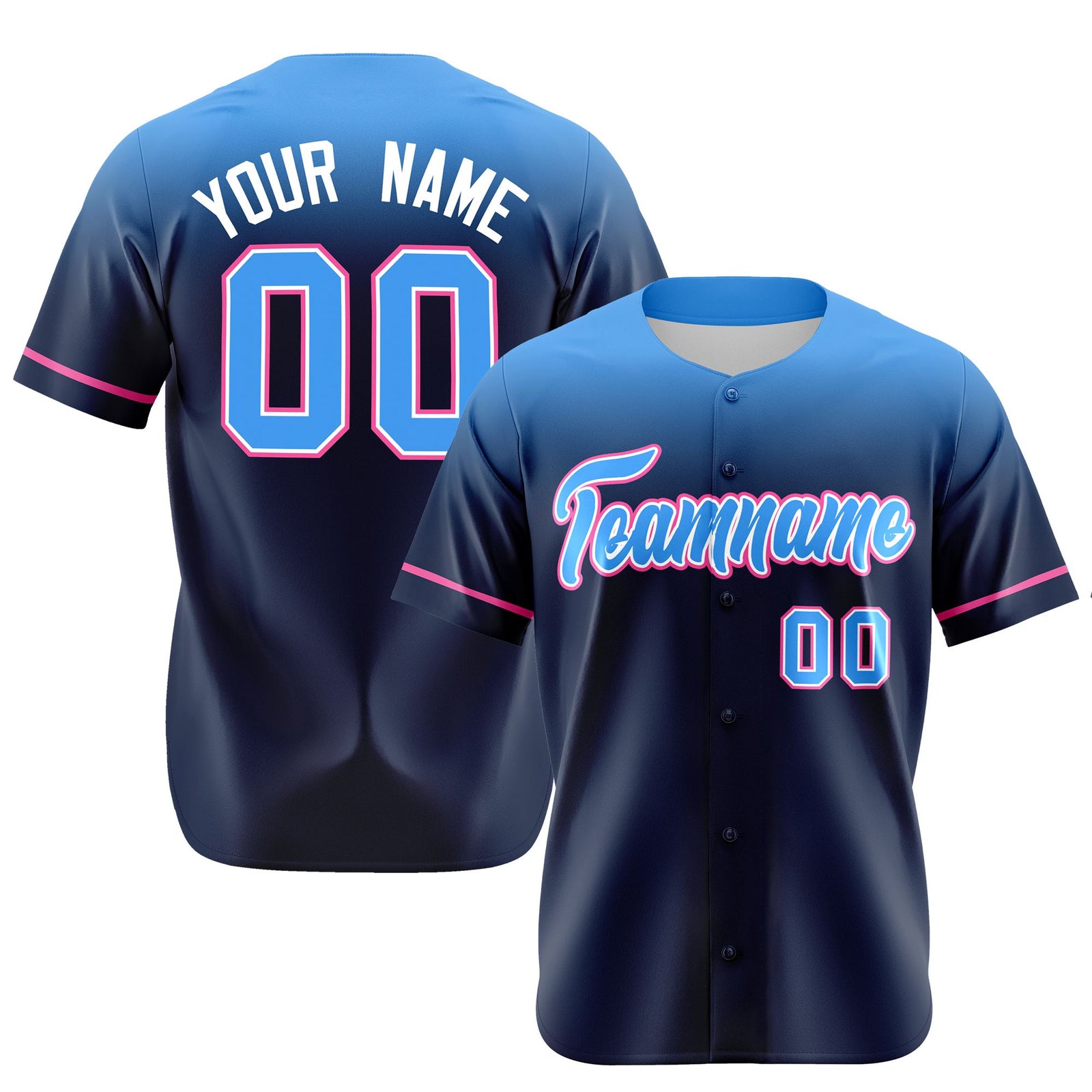 Custom Navy Powder Blue Gradient Fashion Design Authentic Baseball Jersey
