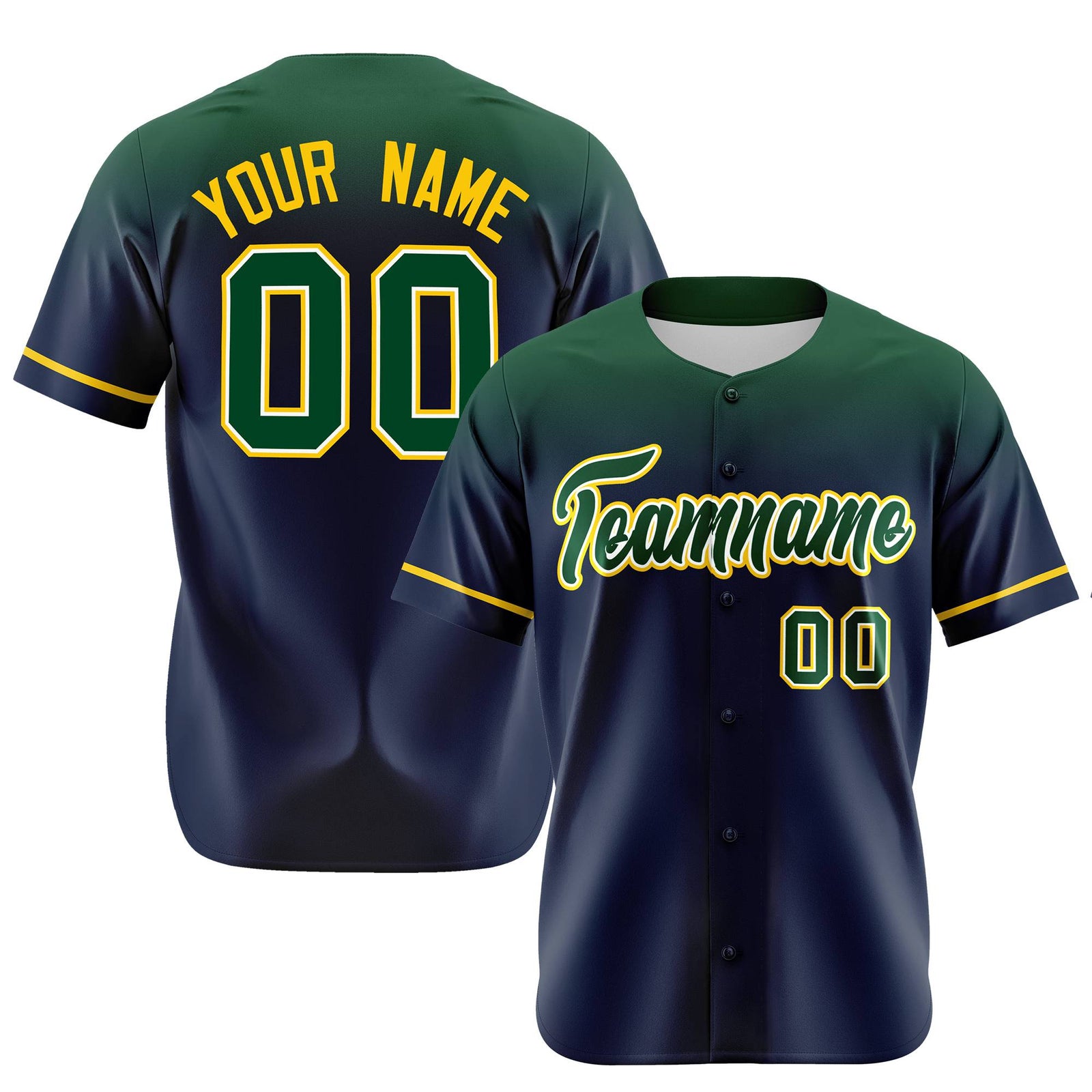 Custom Navy Green Gradient Fashion Design Authentic Baseball Jersey