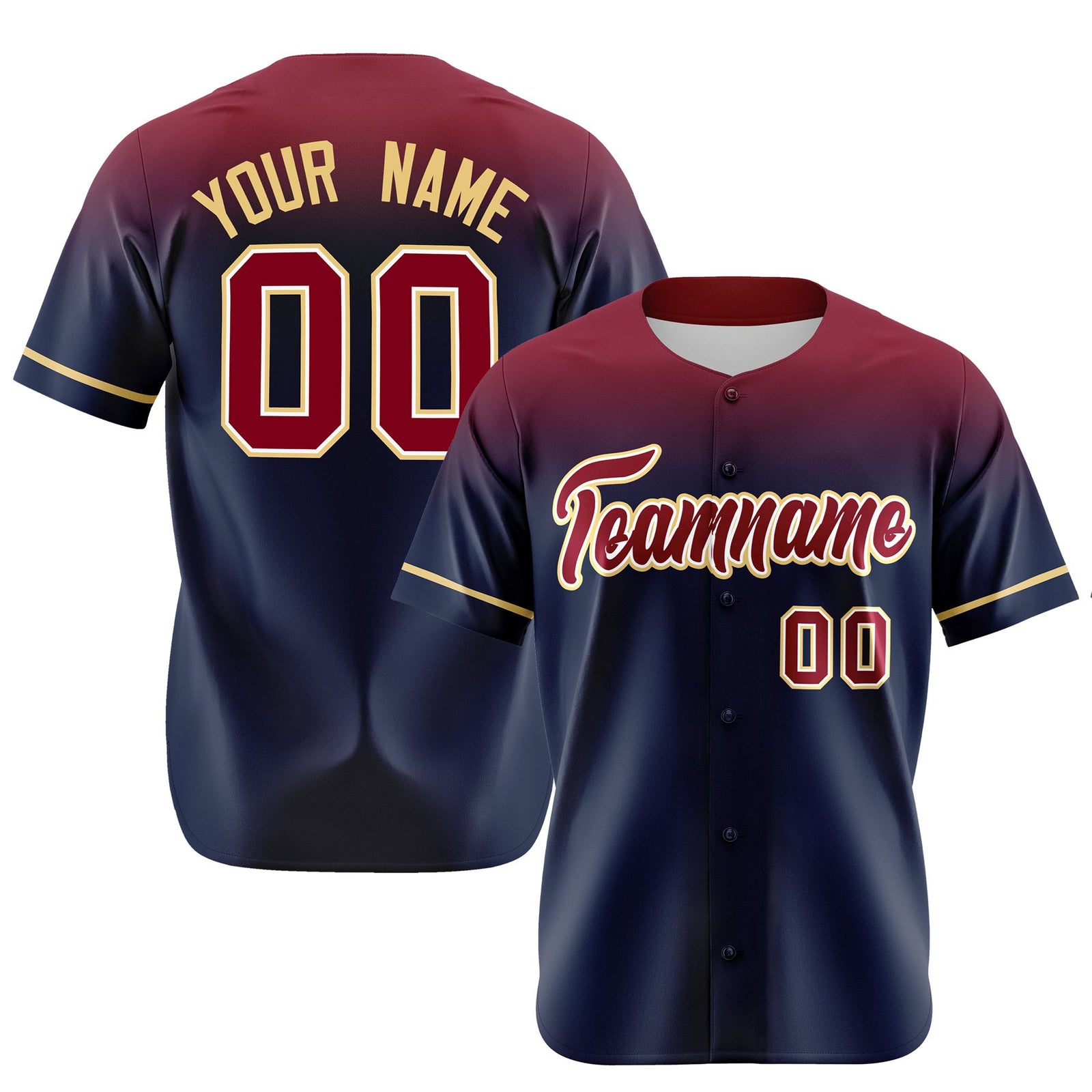 Custom Navy Crimson Gradient Fashion Design Authentic Baseball Jersey