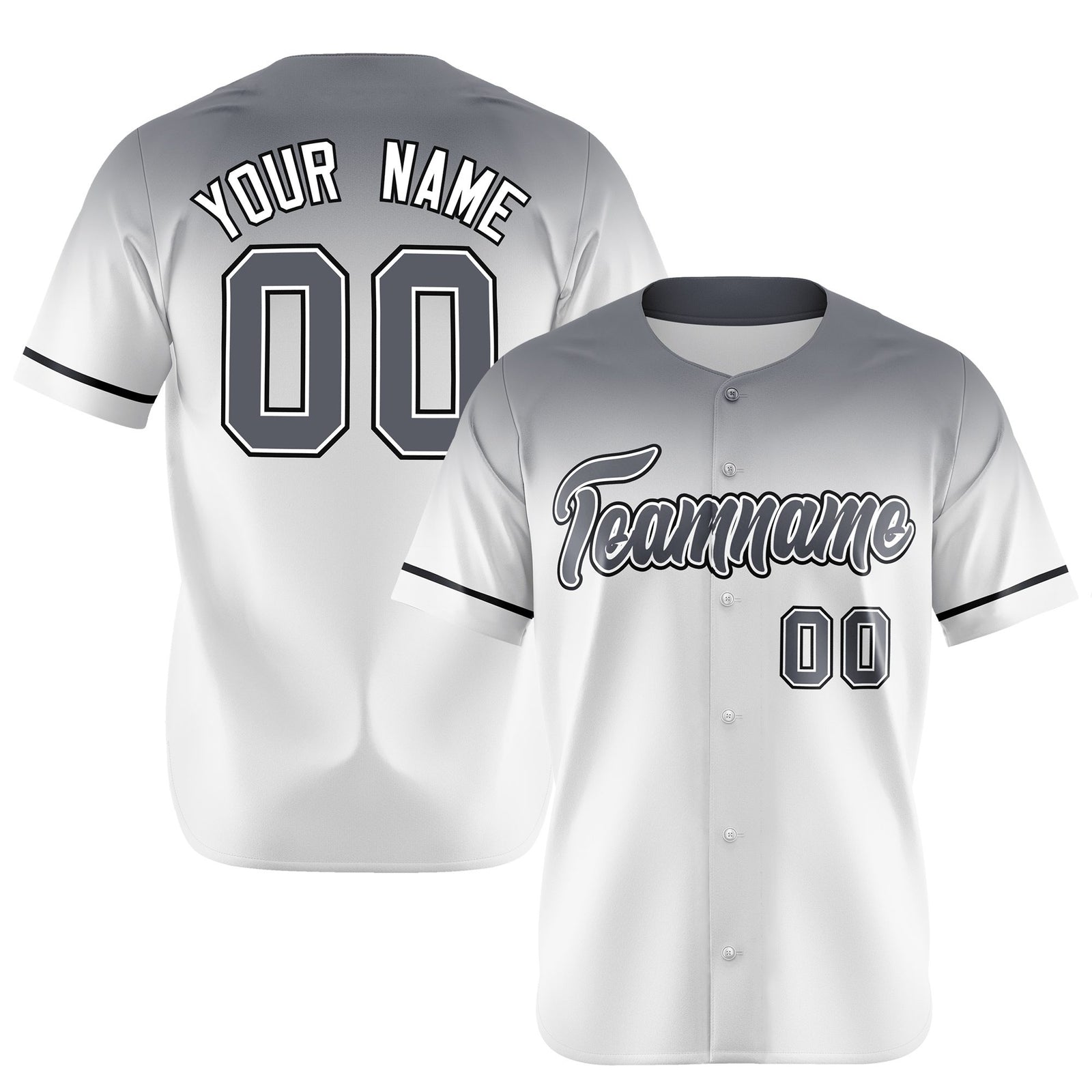 Custom White Gray Gradient Fashion Design Authentic Baseball Jersey