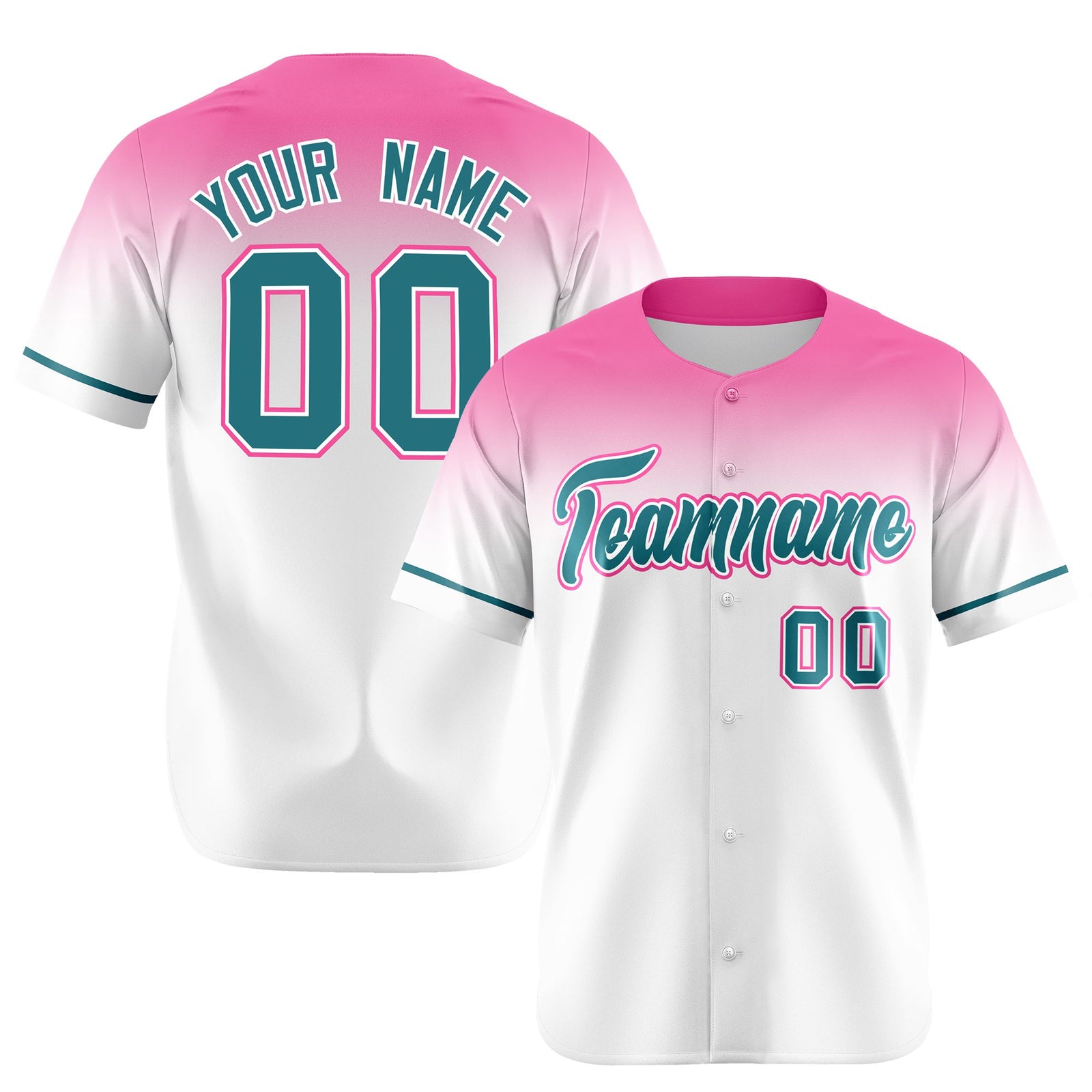 Custom White Light Pink Gradient Fashion Design Authentic Baseball Jersey