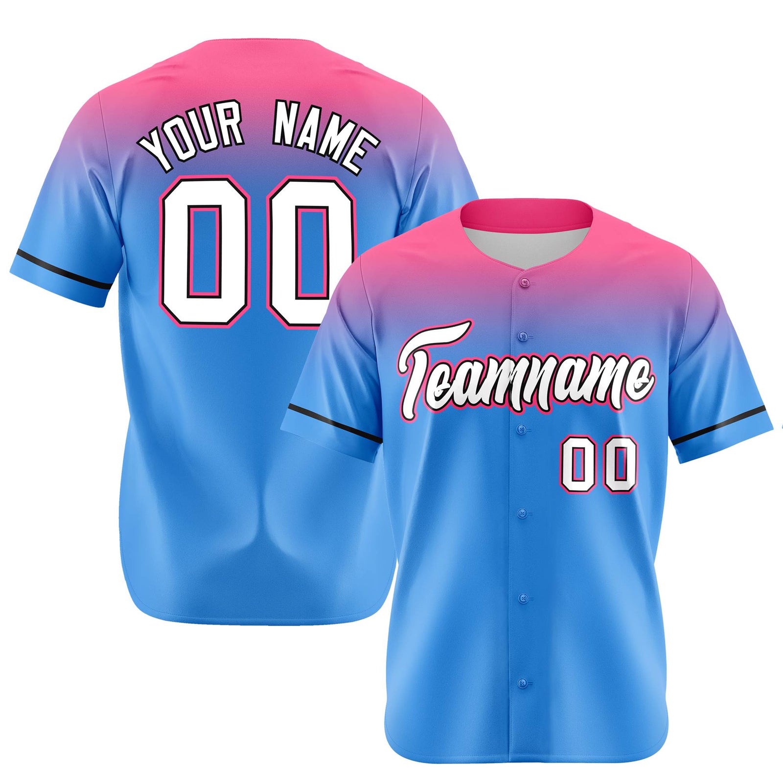 Custom Powder Blue Pink Gradient Fashion Design Authentic Baseball Jersey