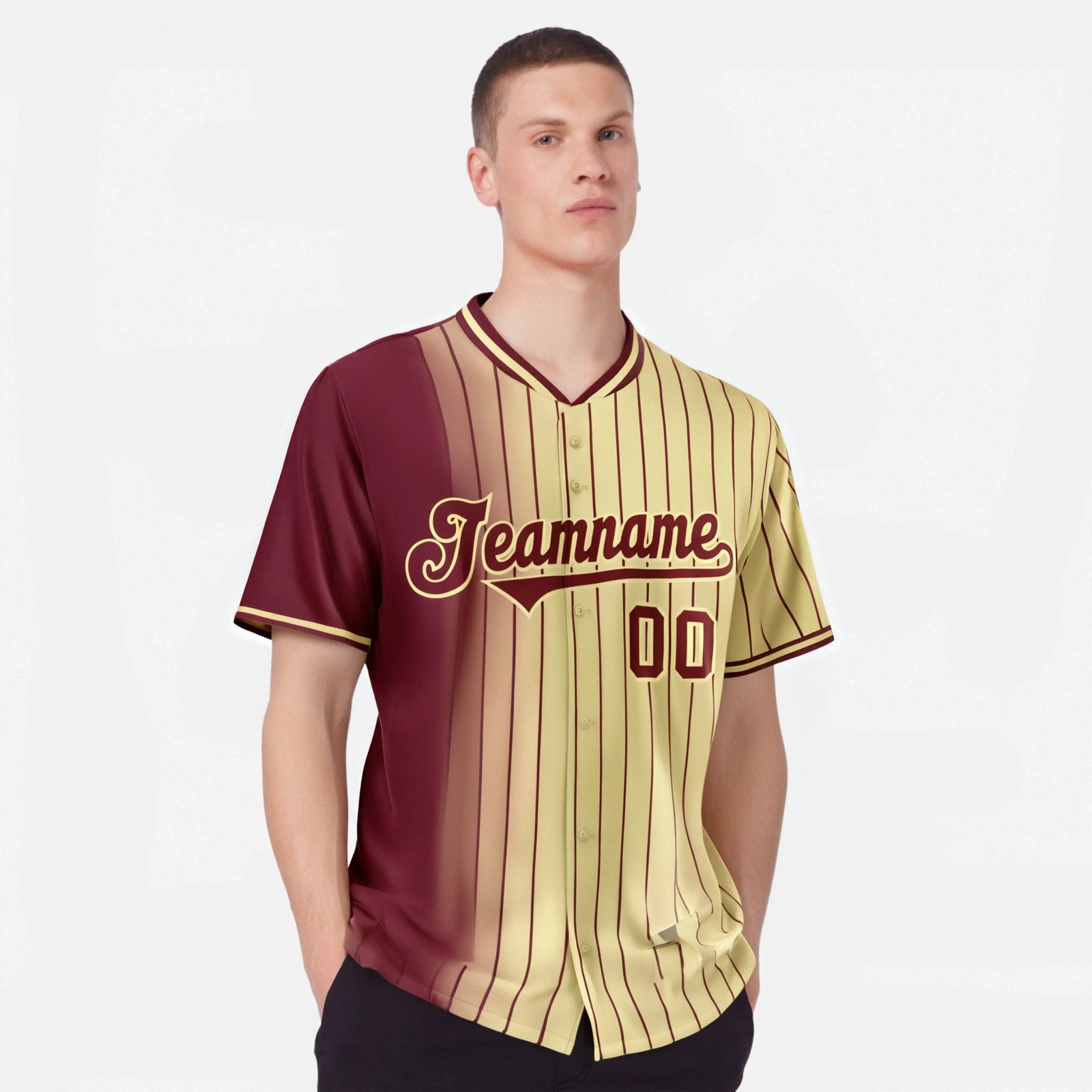 Custom Crimson Old-Gold Pinstripe Crimson Authentic Baseball Jersey