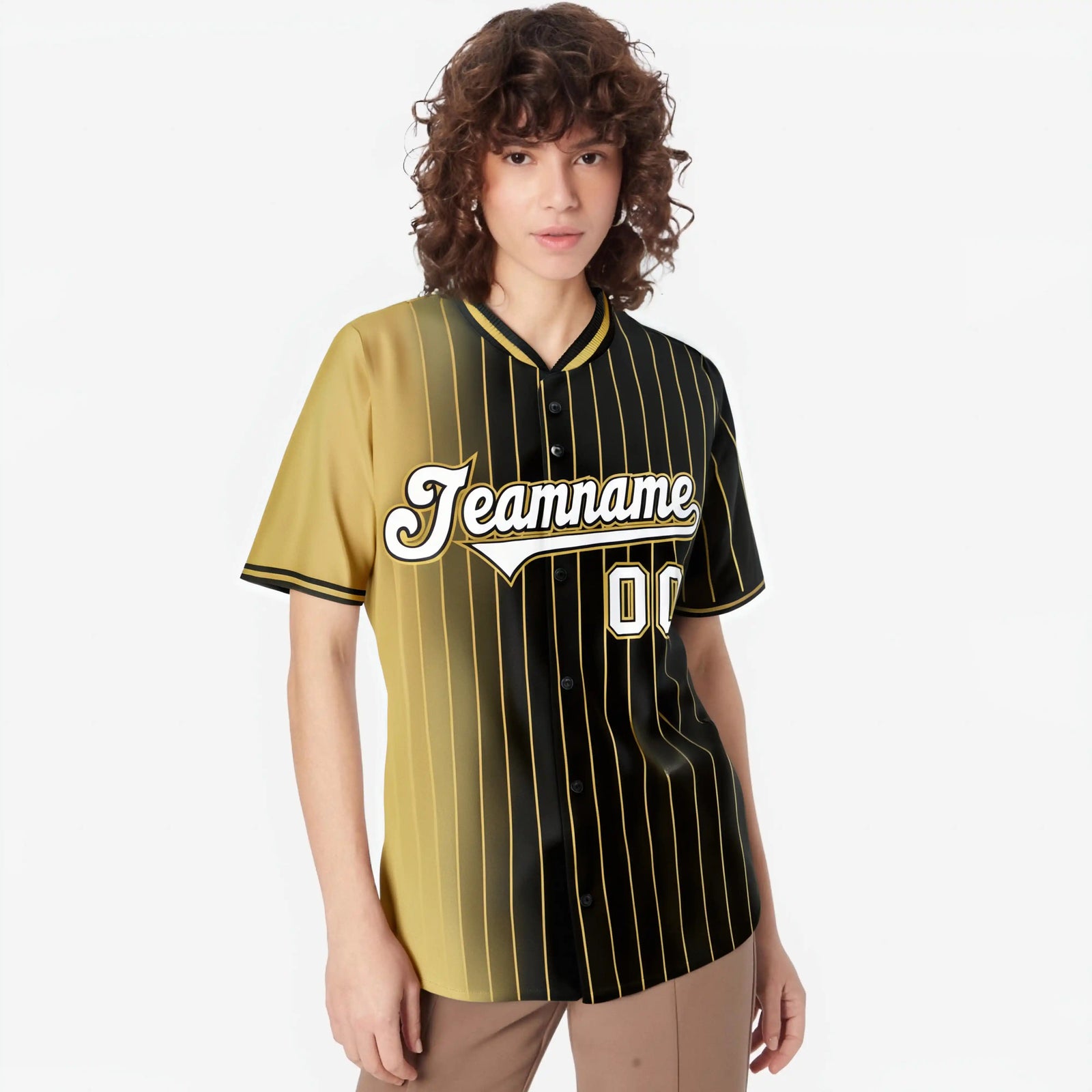 Custom Old-Gold Black Pinstripe White Authentic Baseball Jersey