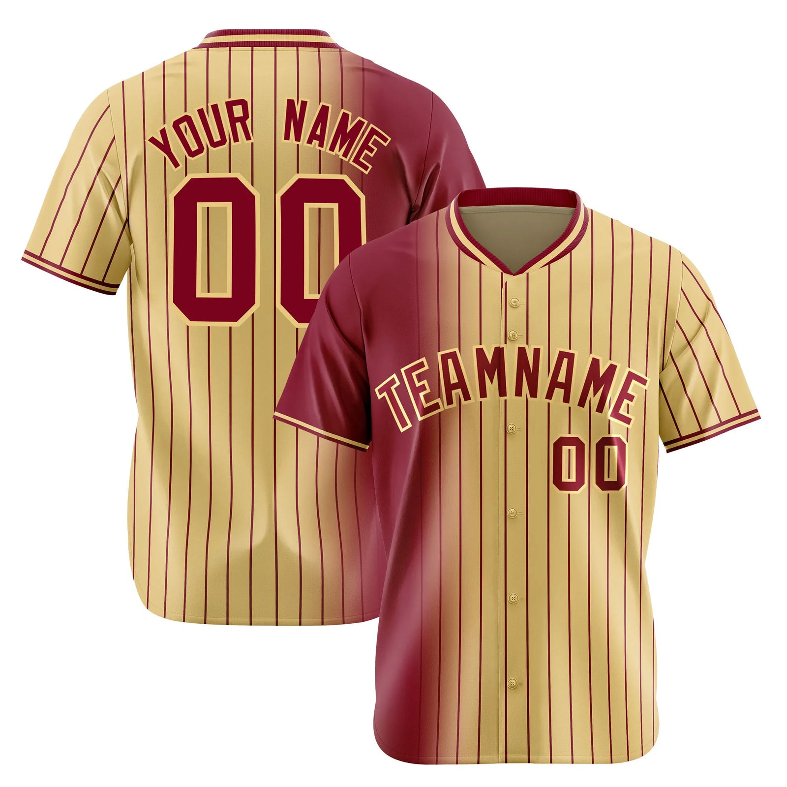 Custom Crimson Old-Gold Pinstripe Crimson Authentic Baseball Jersey