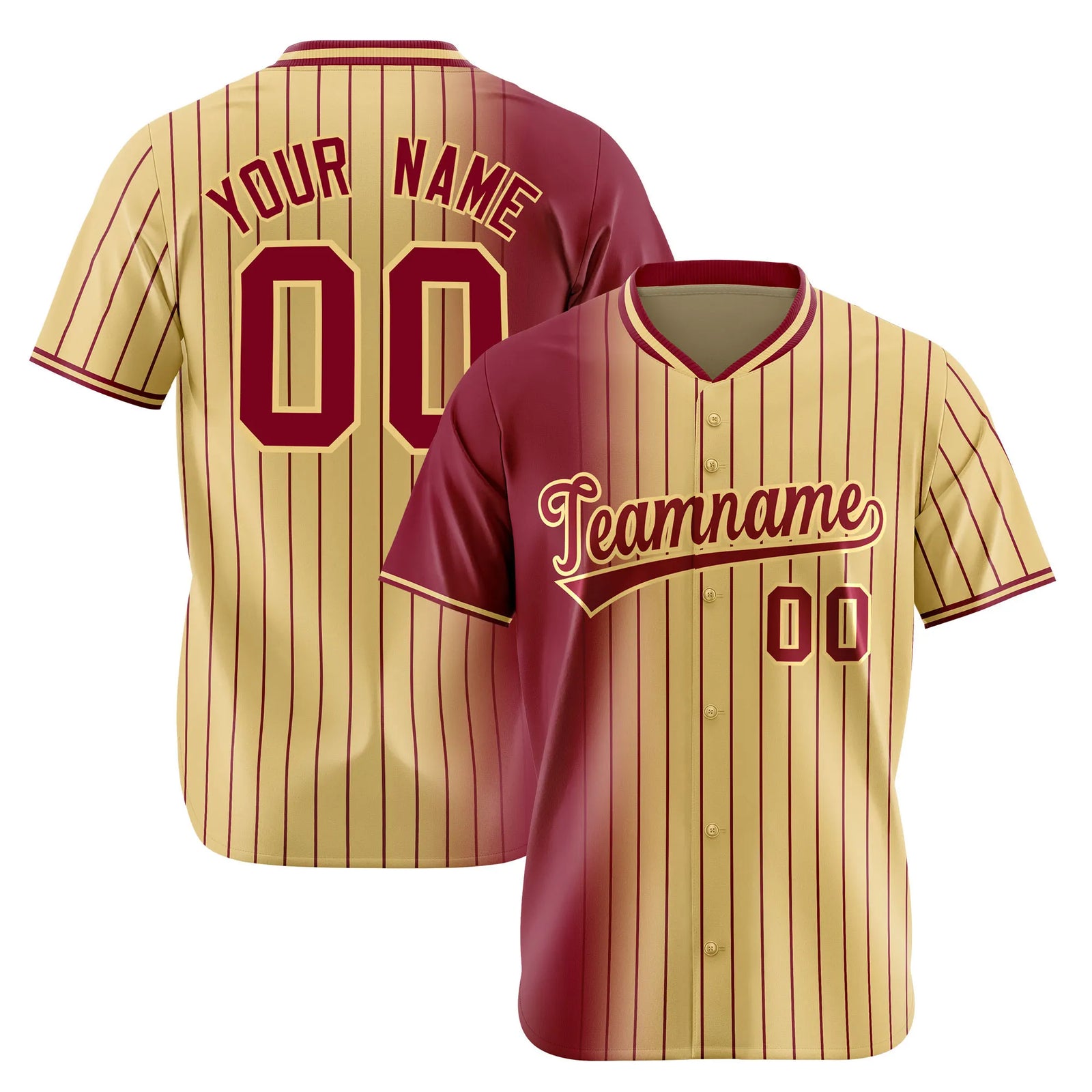 Custom Crimson Old-Gold Pinstripe Crimson Authentic Baseball Jersey