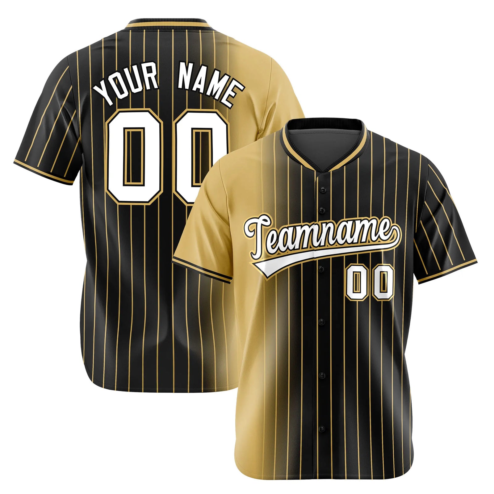 Custom Old-Gold Black Pinstripe White Authentic Baseball Jersey