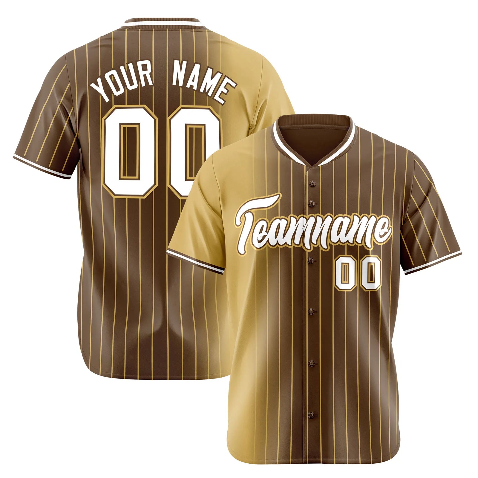 Custom Old-Gold Brown Pinstripe White Authentic Baseball Jersey