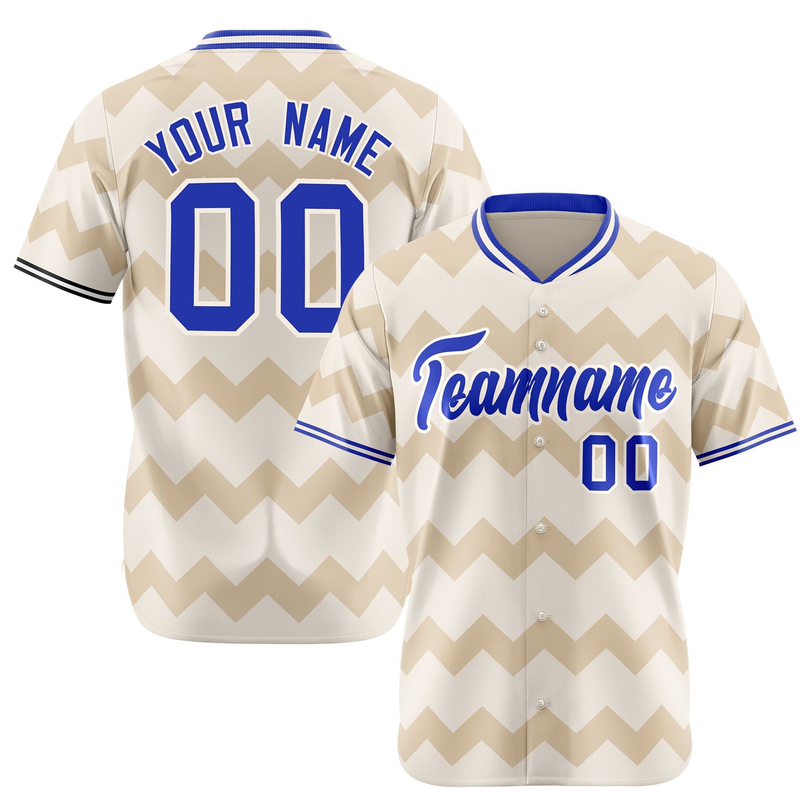 Custom Khaki Royal Blue White Authentic Corrugated Fashion Baseball Jersey