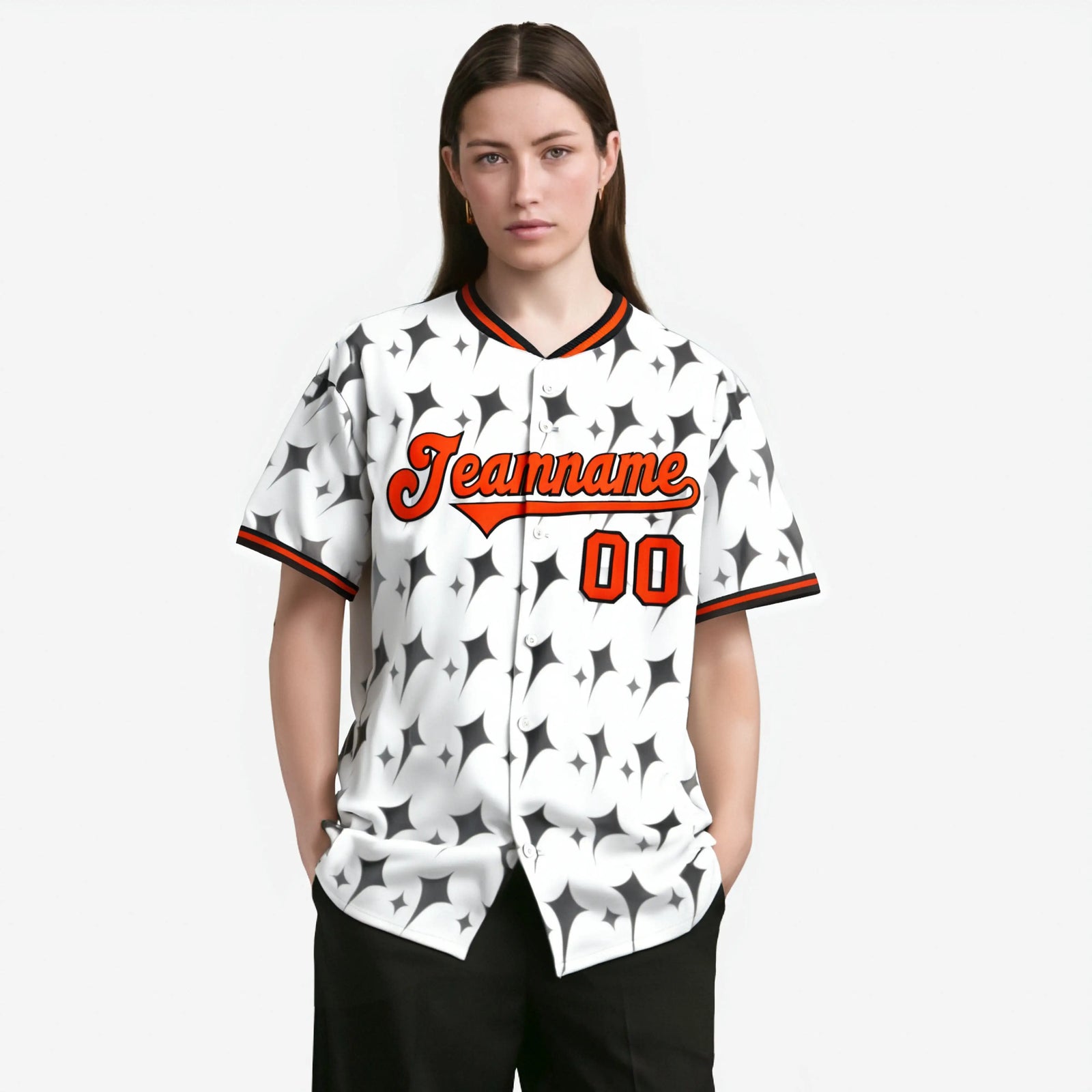 Custom White Orange Black Authentic Four Pointed Baseball Jersey