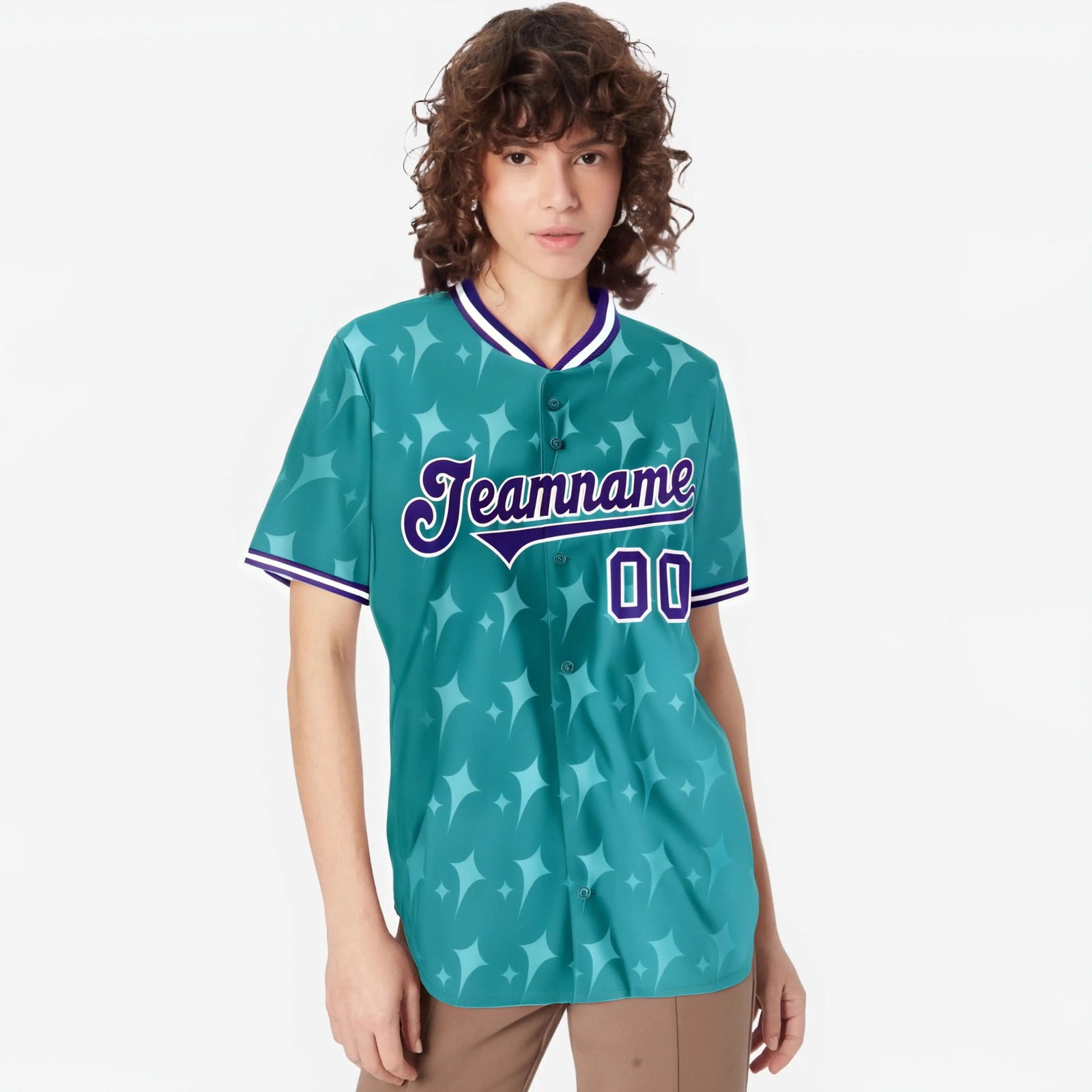 Custom Aqua Purple White Authentic Four Pointed Baseball Jersey