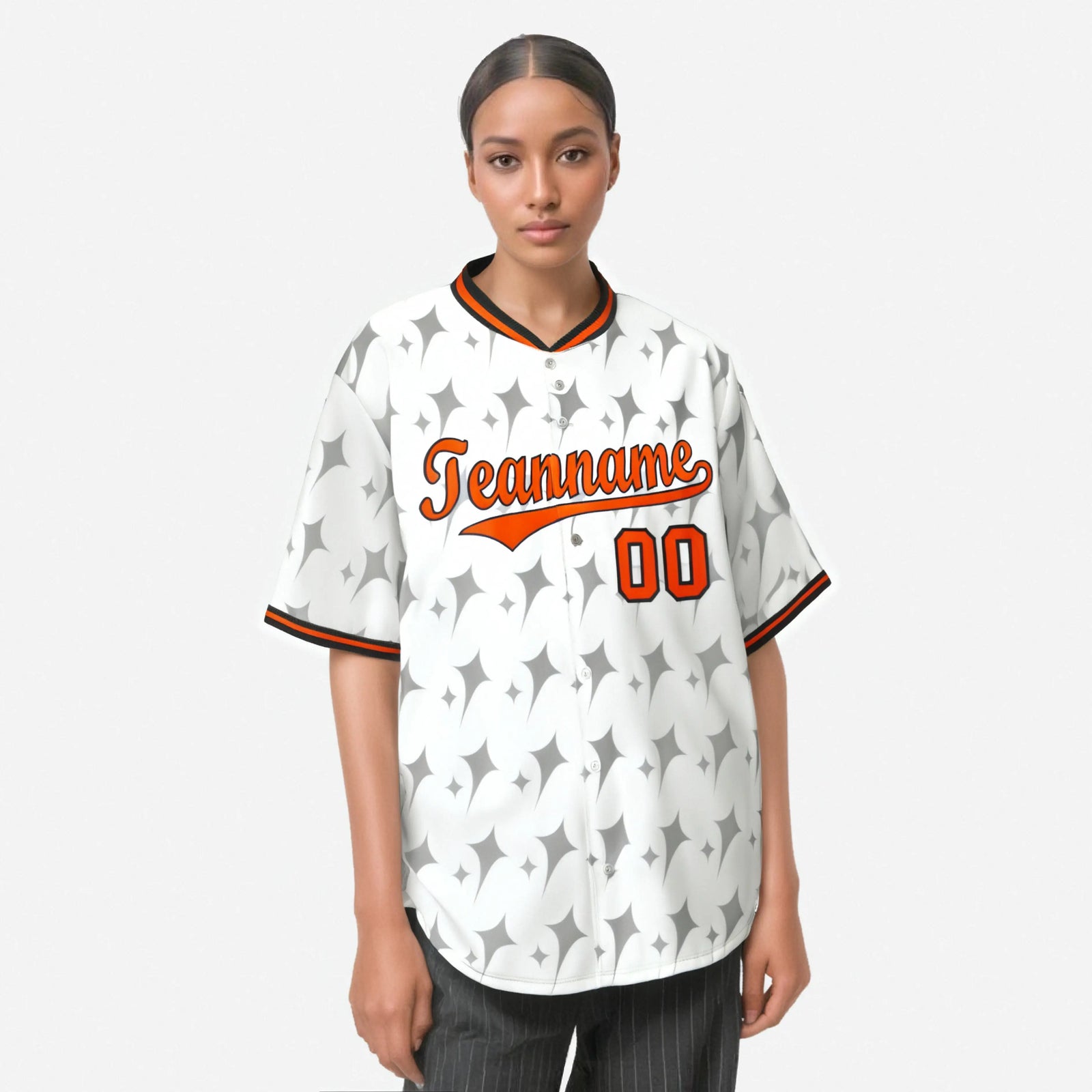 Custom White Orange Black Authentic Four Pointed Baseball Jersey