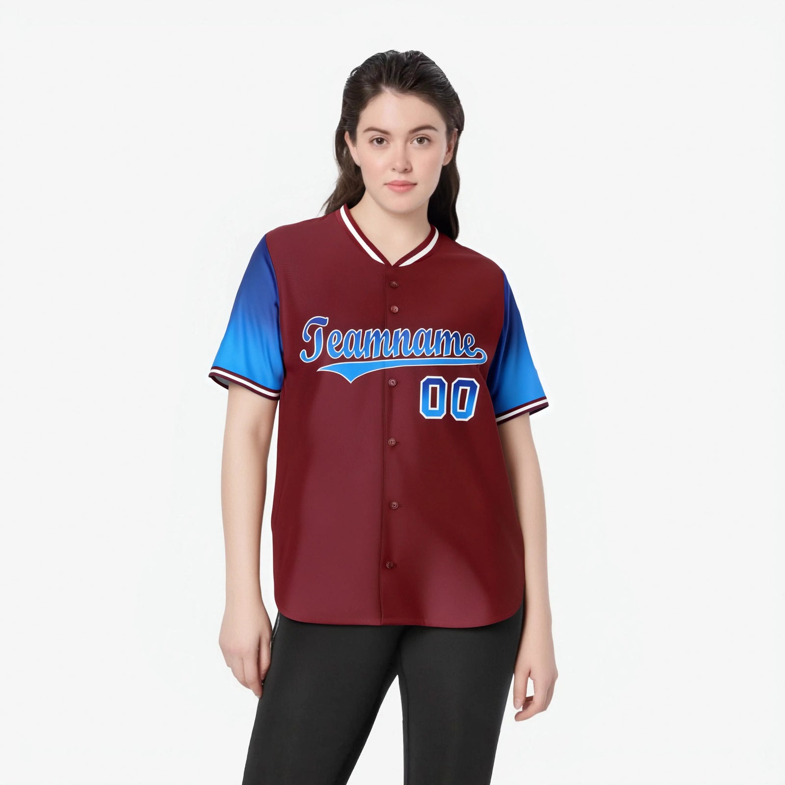 Custom Crimson Royal Blue-Blue Gradient Fashion Authentic Baseball Jersey