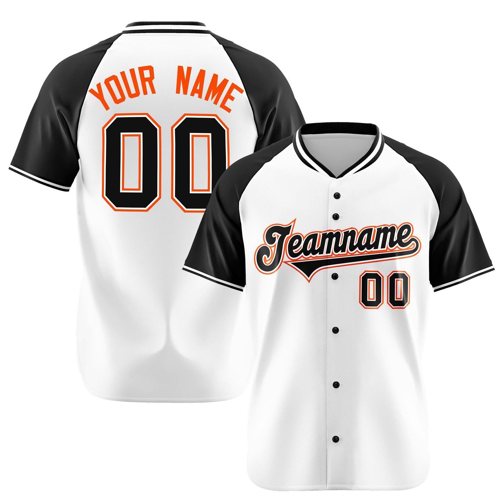 Custom White Black Orange Authentic Colored Buttons Baseball Jersey