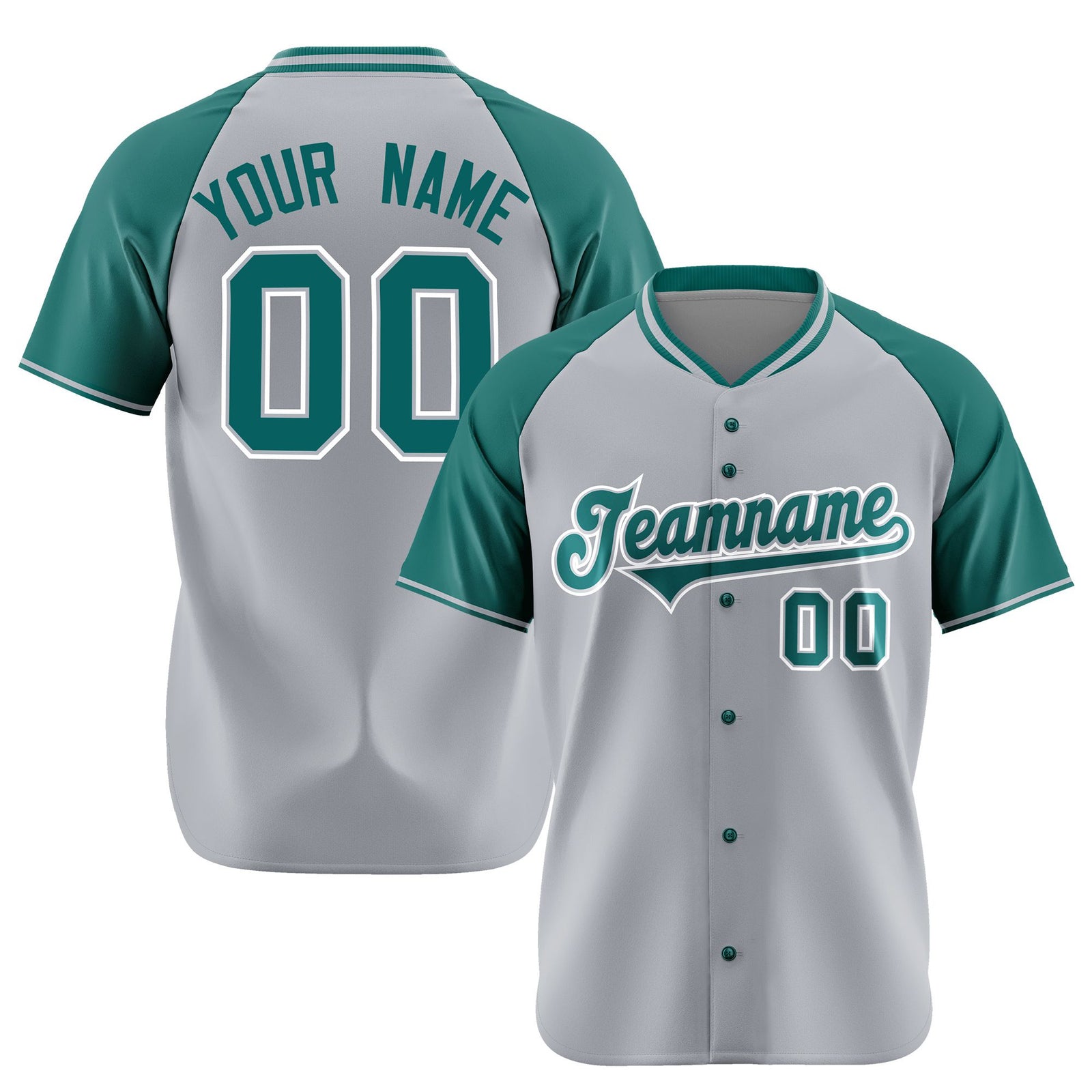 Custom Gray Midnight Green White Authentic Colored Buttons Baseball Jersey