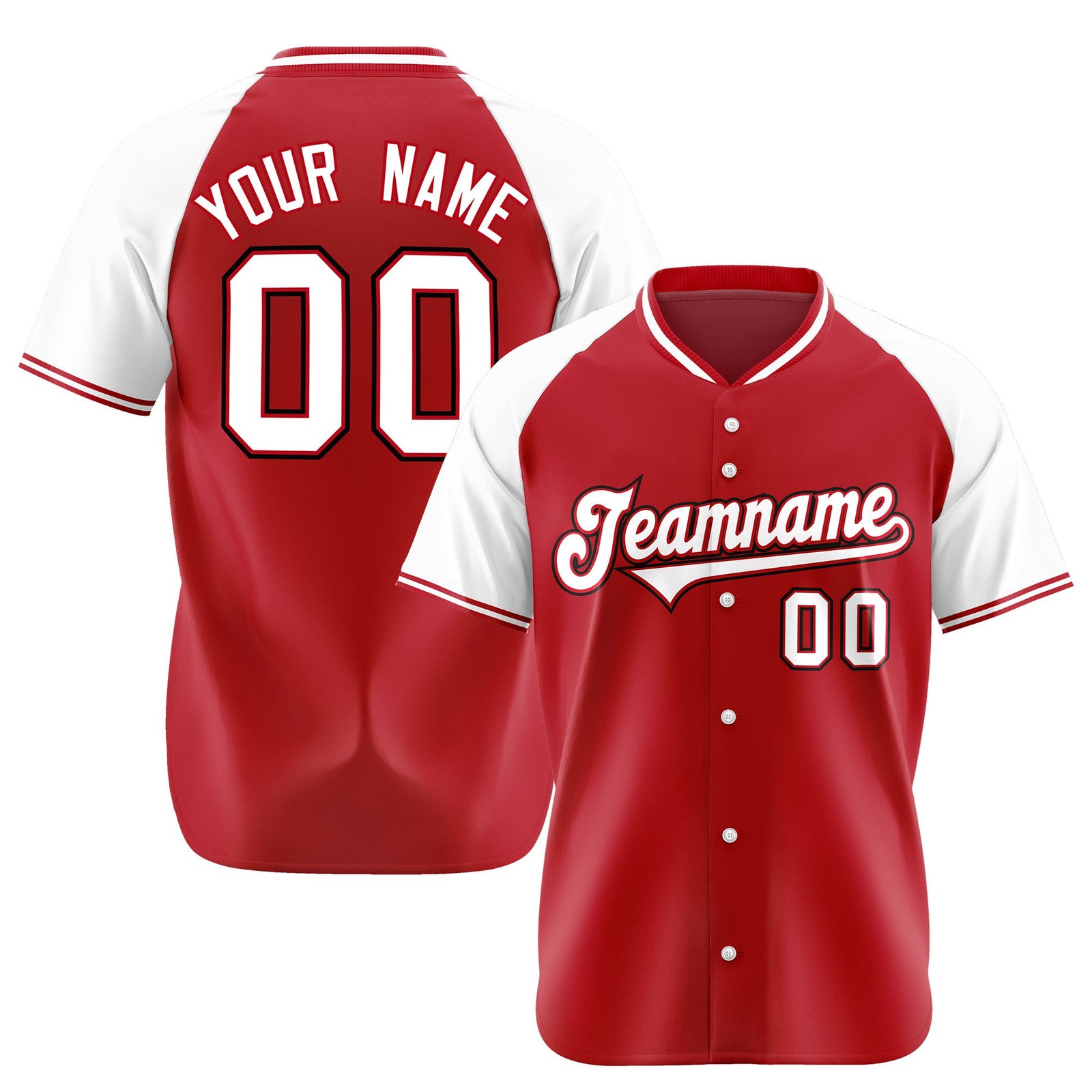 Custom Red White Black Authentic Colored Buttons Baseball Jersey